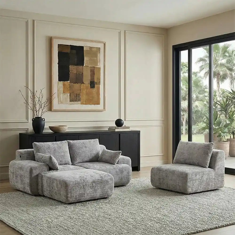 Zeus Compressed Sectional Sofa with Ottoman