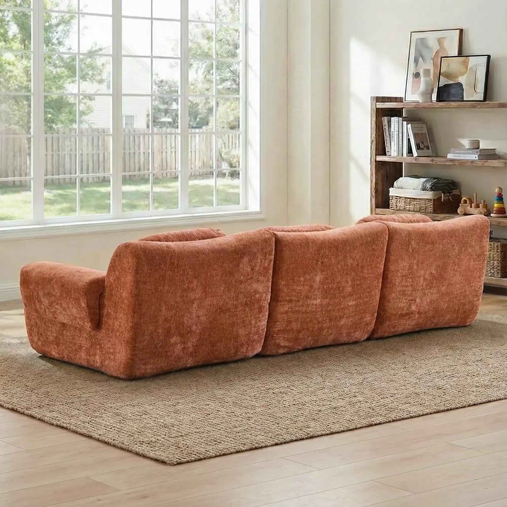 Nephele Wave-Shaped Compressed Sectional Sofa