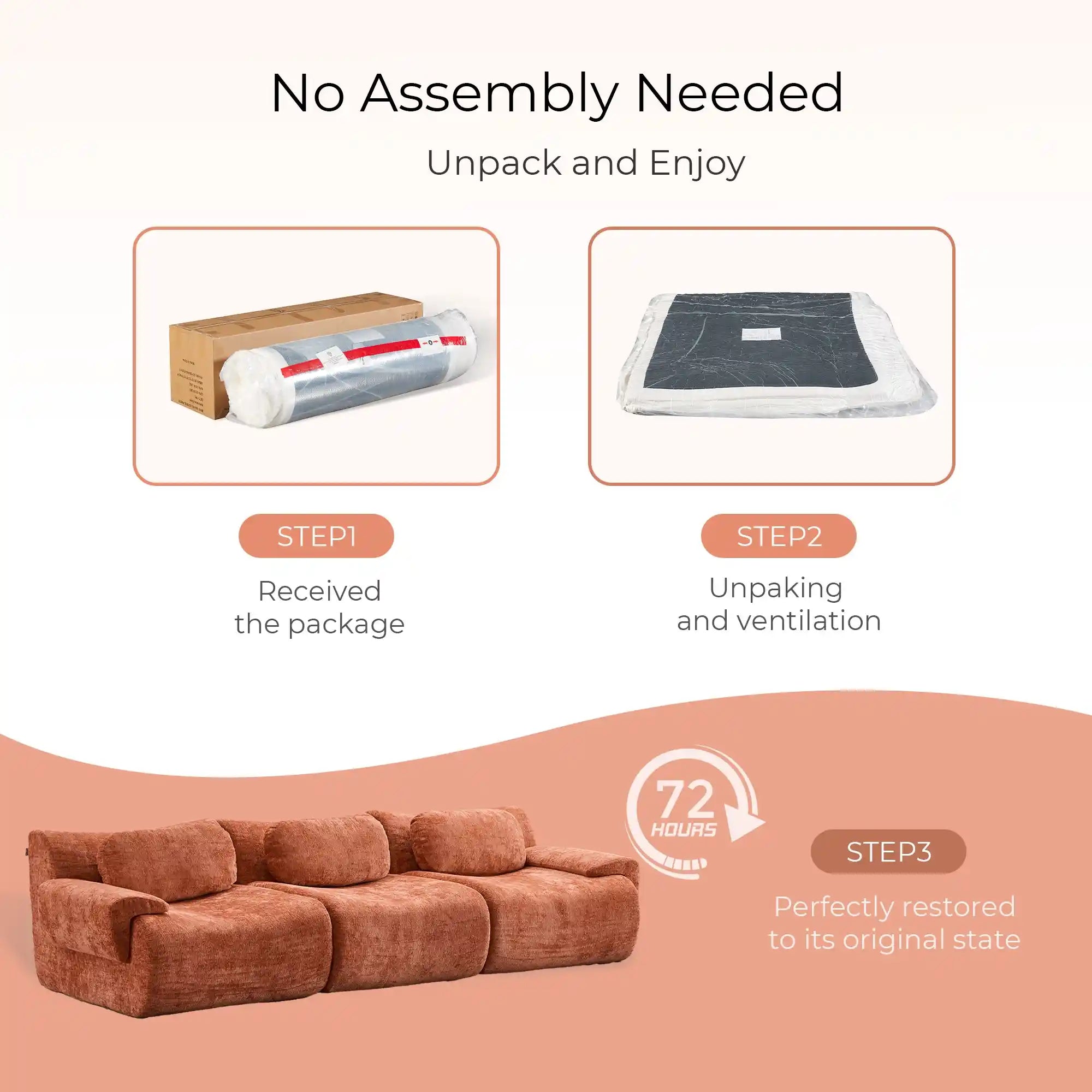 Nephele Wave-Shaped Compressed Sectional Sofa