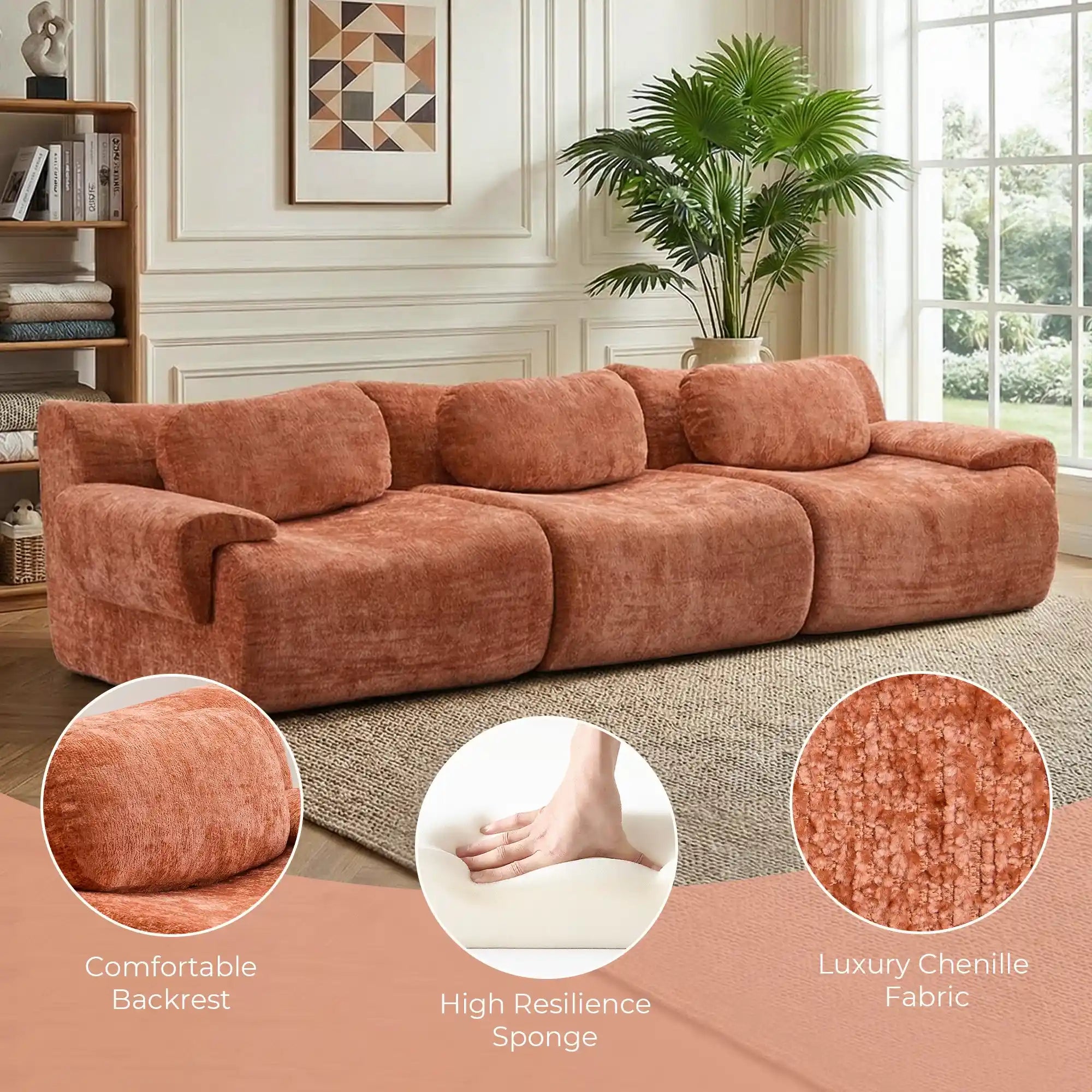 Nephele Wave-Shaped Compressed Sectional Sofa