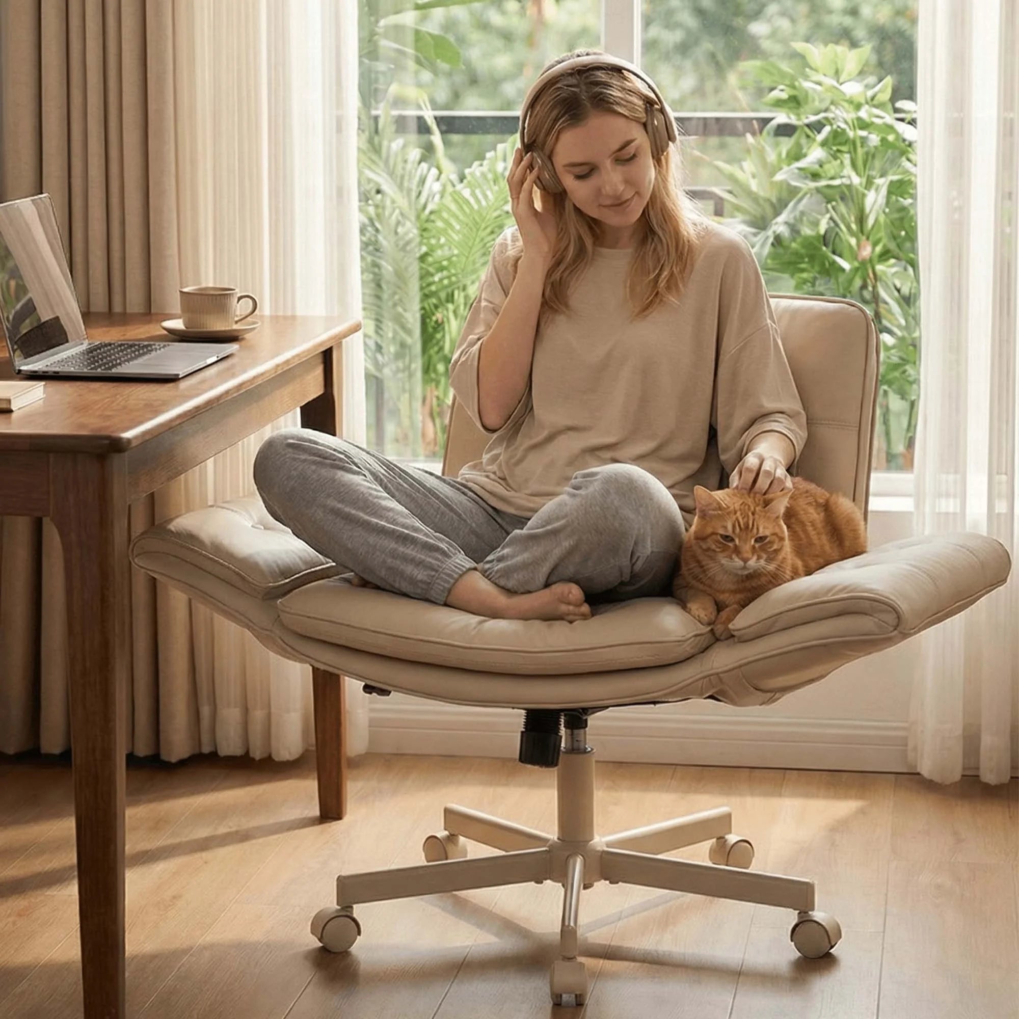 P6 Criss Cross Chair with Pet-Friendly Upholstery and Adjustable Armrests