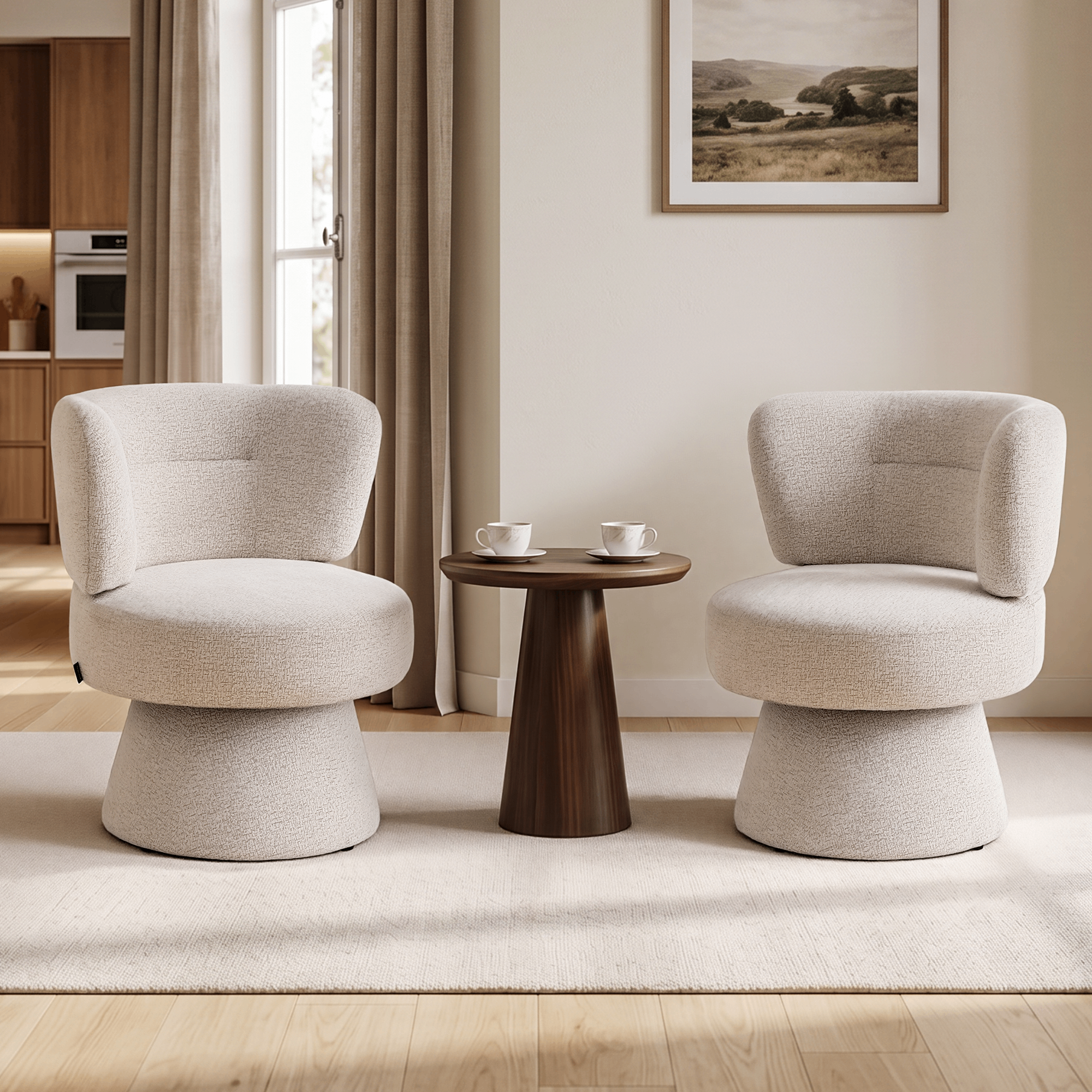 Cove Swivel Accent Chair with 360° Free Rotatable Base