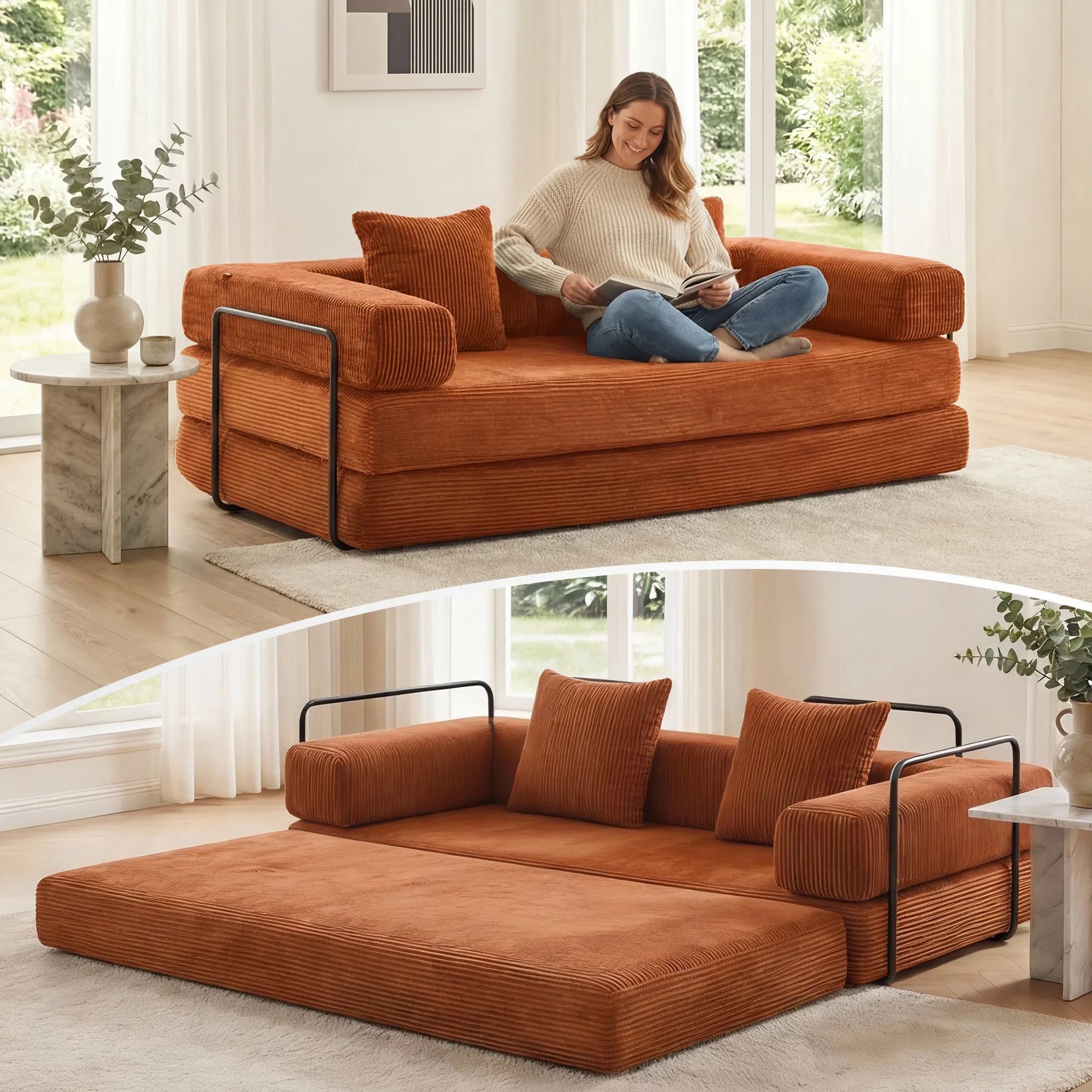 Selene Compressed Modular Sofa Bed-14.2" Seat Height