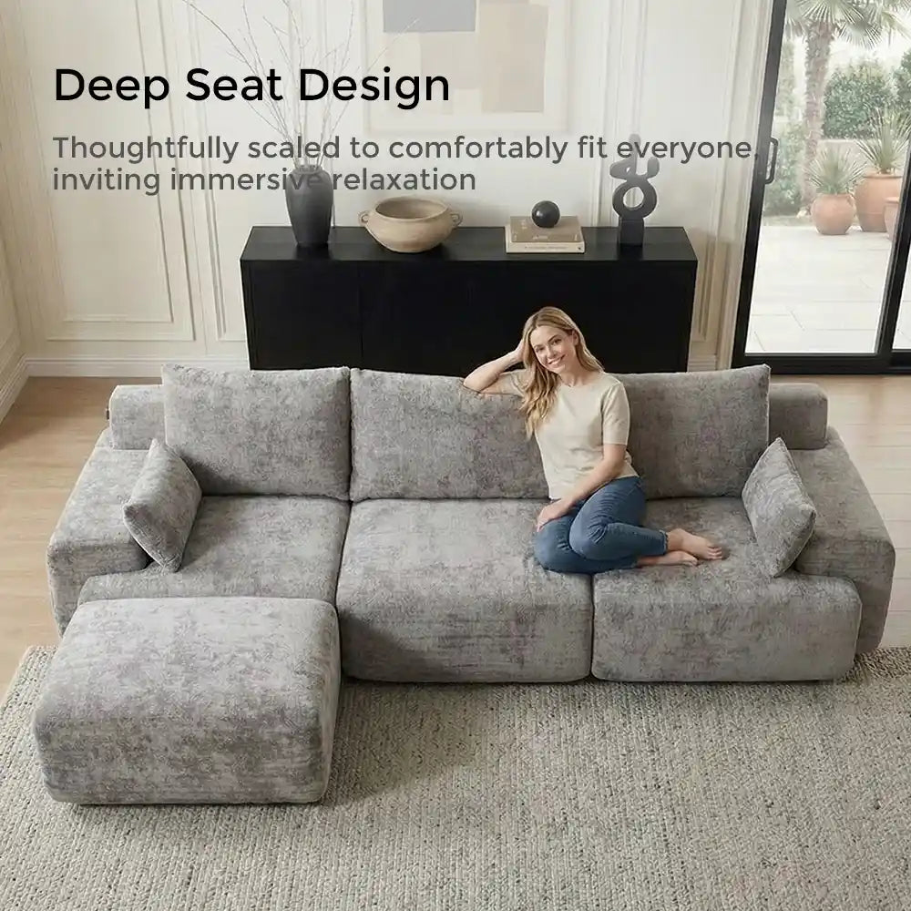 Zeus Compressed Sectional Sofa with Ottoman