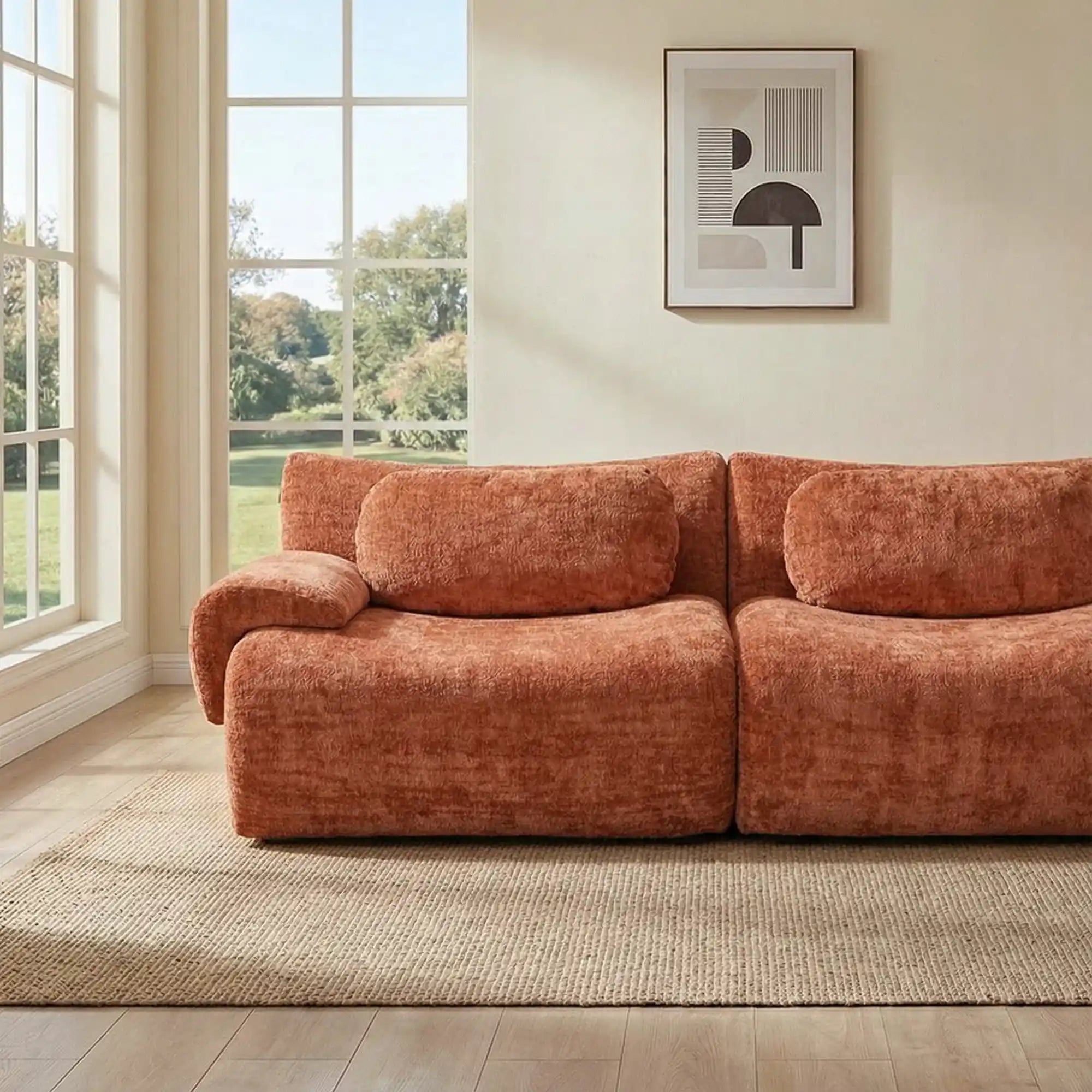 Nephele Wave-Shaped Compressed Sectional Sofa