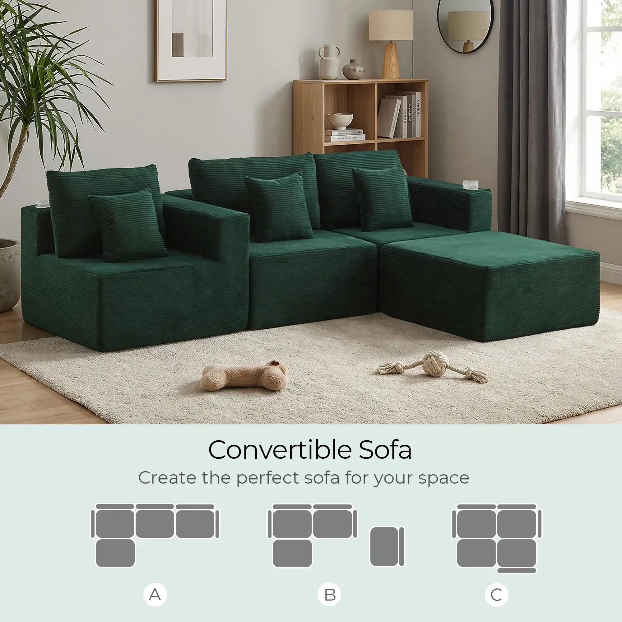 Hestia Compressed Modular Sofa with Cup Holders & Storage