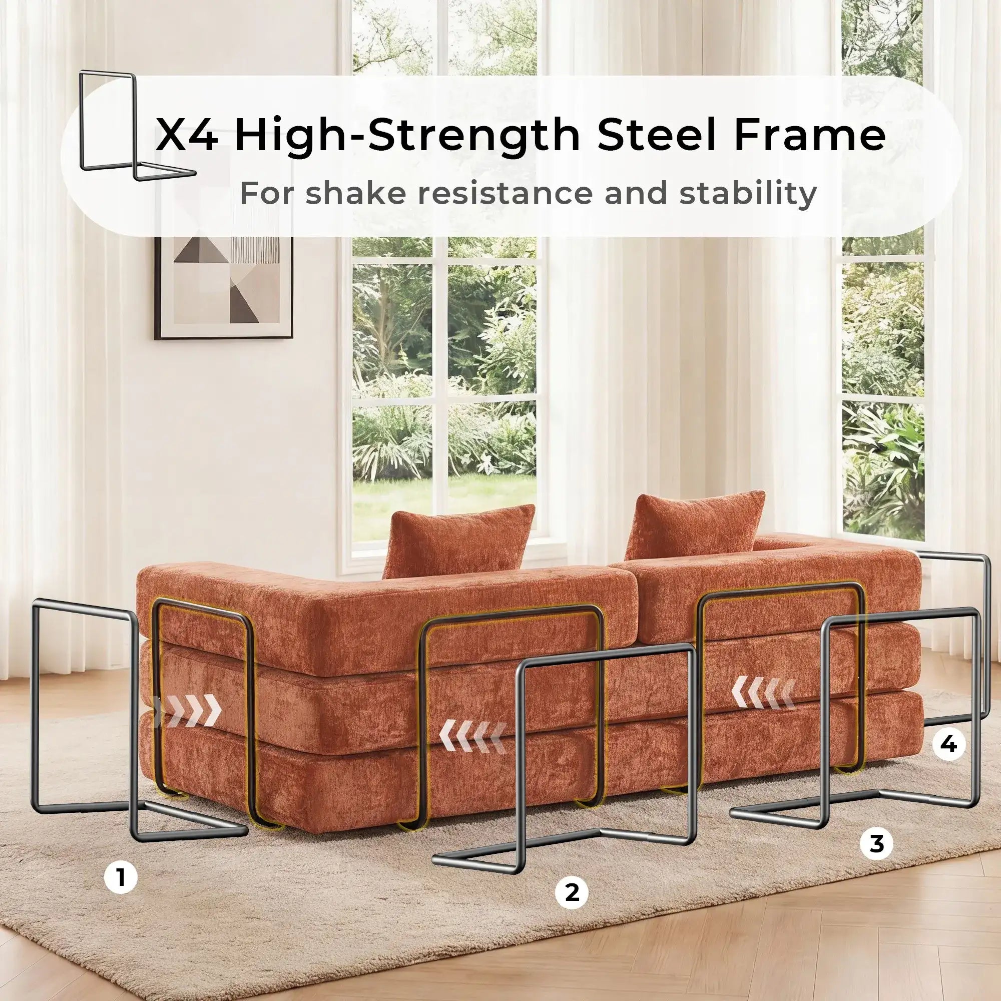 Selene Compressed Modular Sofa Bed-14.2" Seat Height