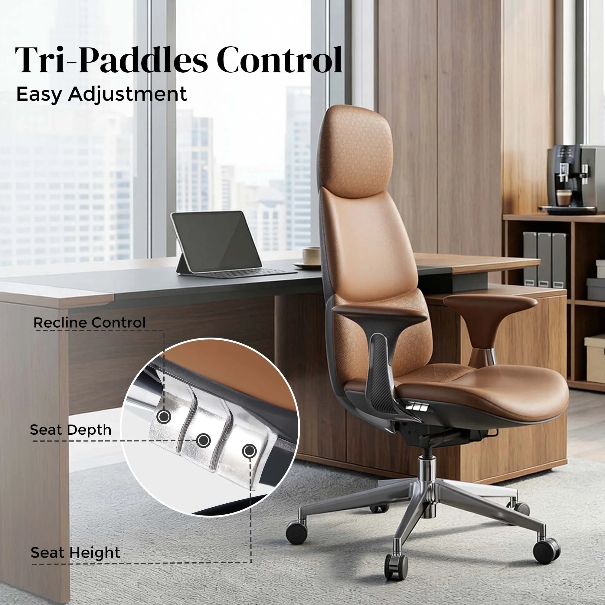 Nyla Leather Chair with Easy Adjustment