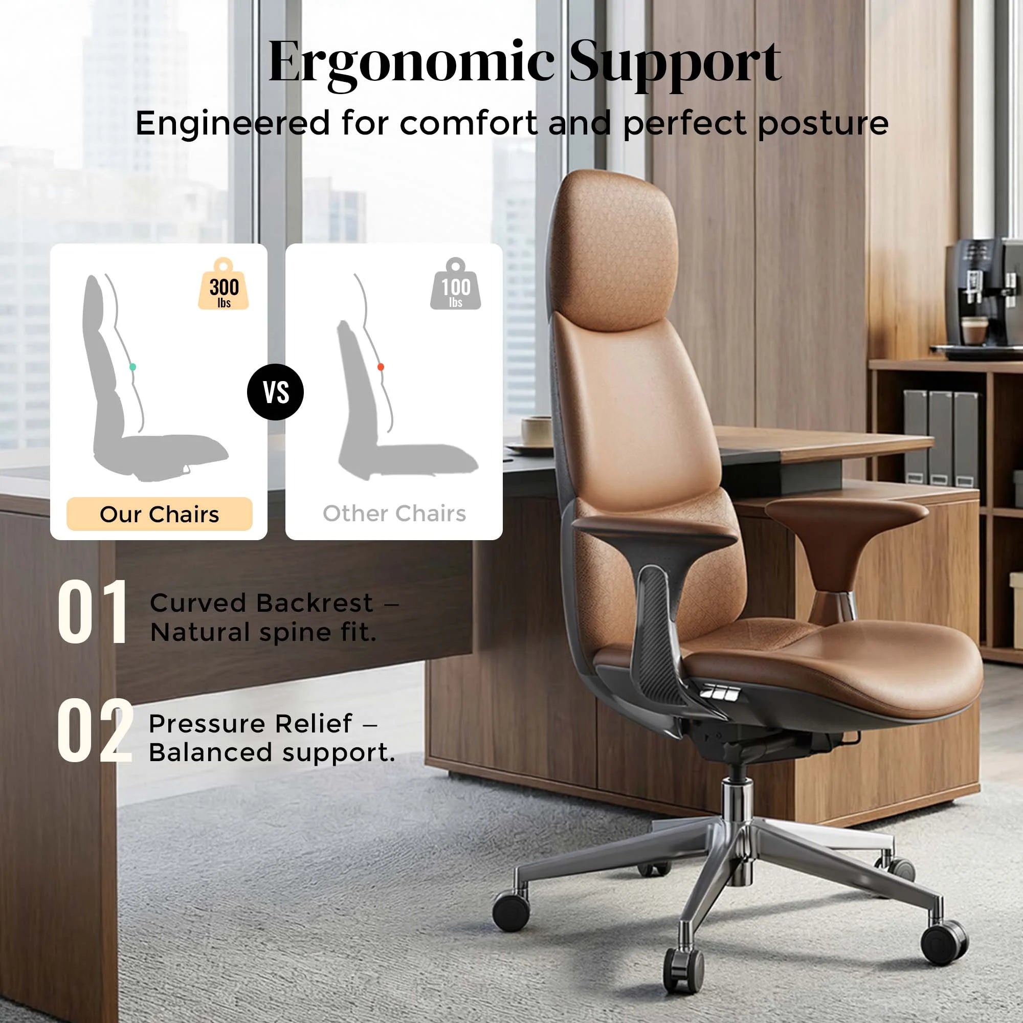 Nyla Leather Chair with Easy Adjustment