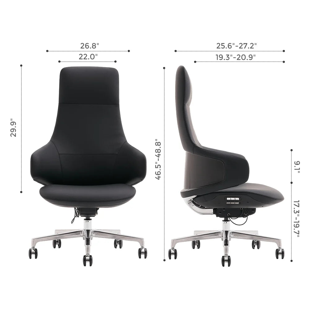 Natia Leather Office Chair with Wraparound Lumbar