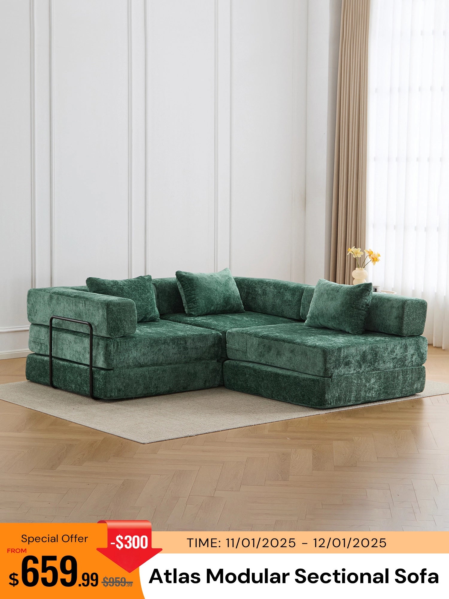 Atlas Modular Sectional Compressed Sofa