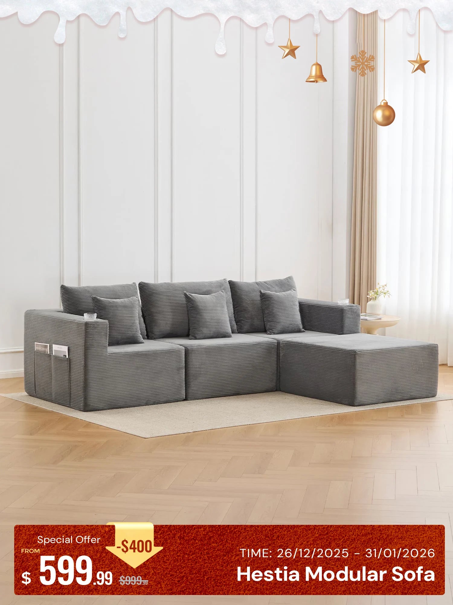 Hestia Modular Sectional Compressed Sofa