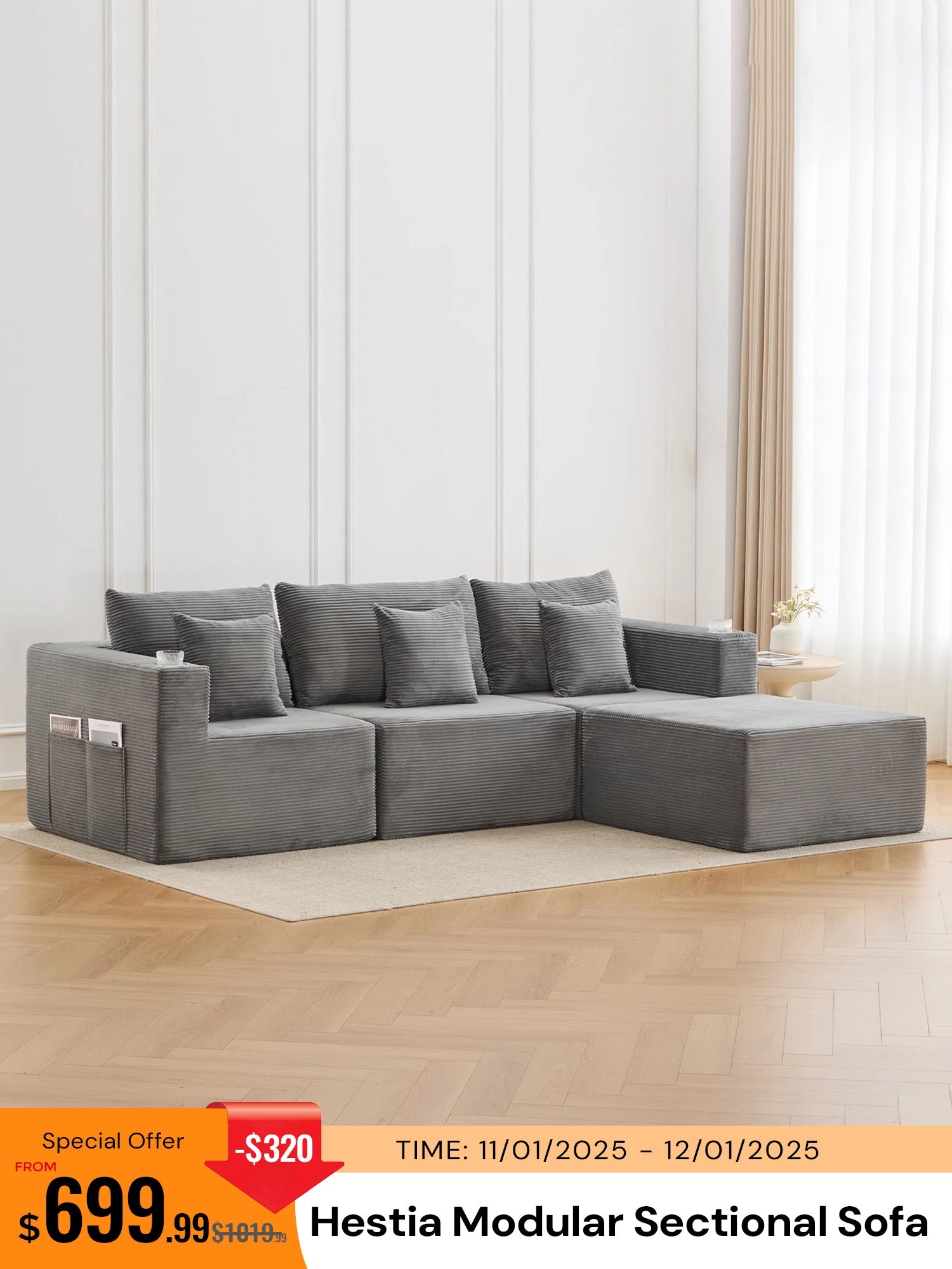 Hestia Modular Sectional Compressed Sofa