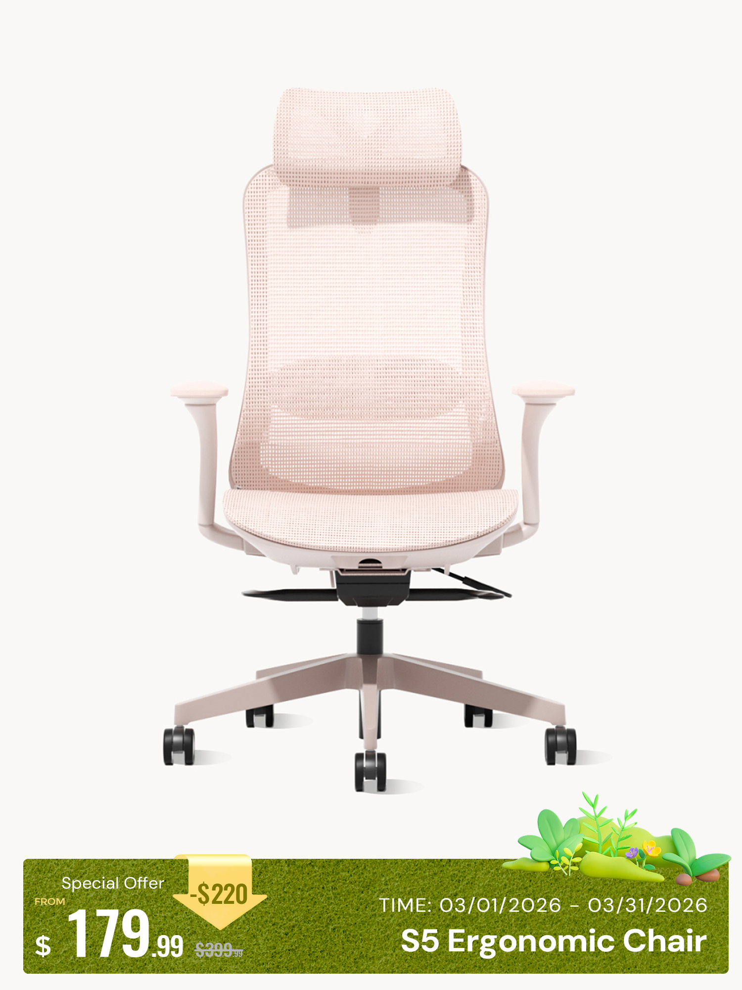 S5 Office Chair with Smooth Arch Design Style