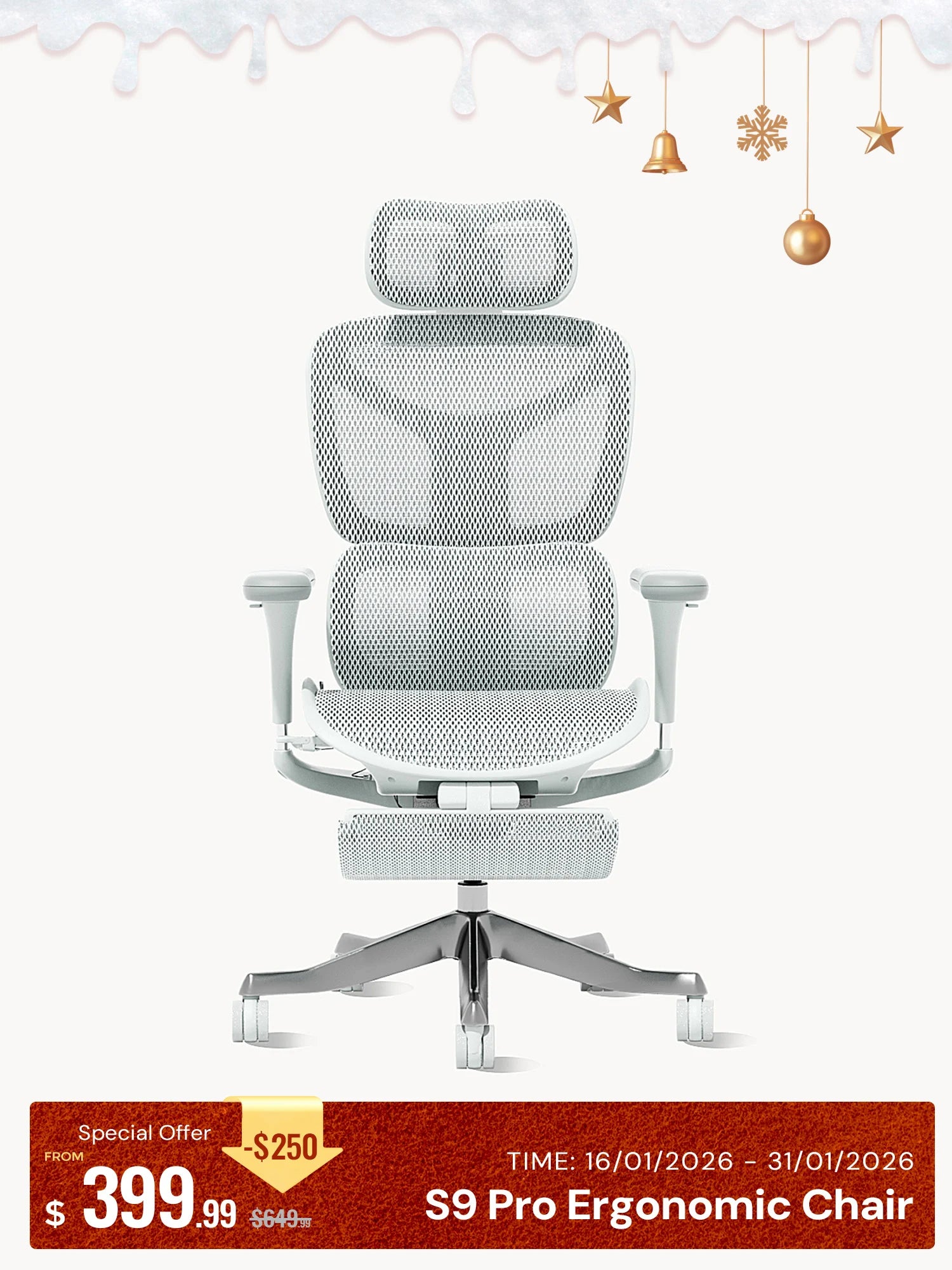 S9 Pro Ergonomic Office Chair with One-Touch Adjustment