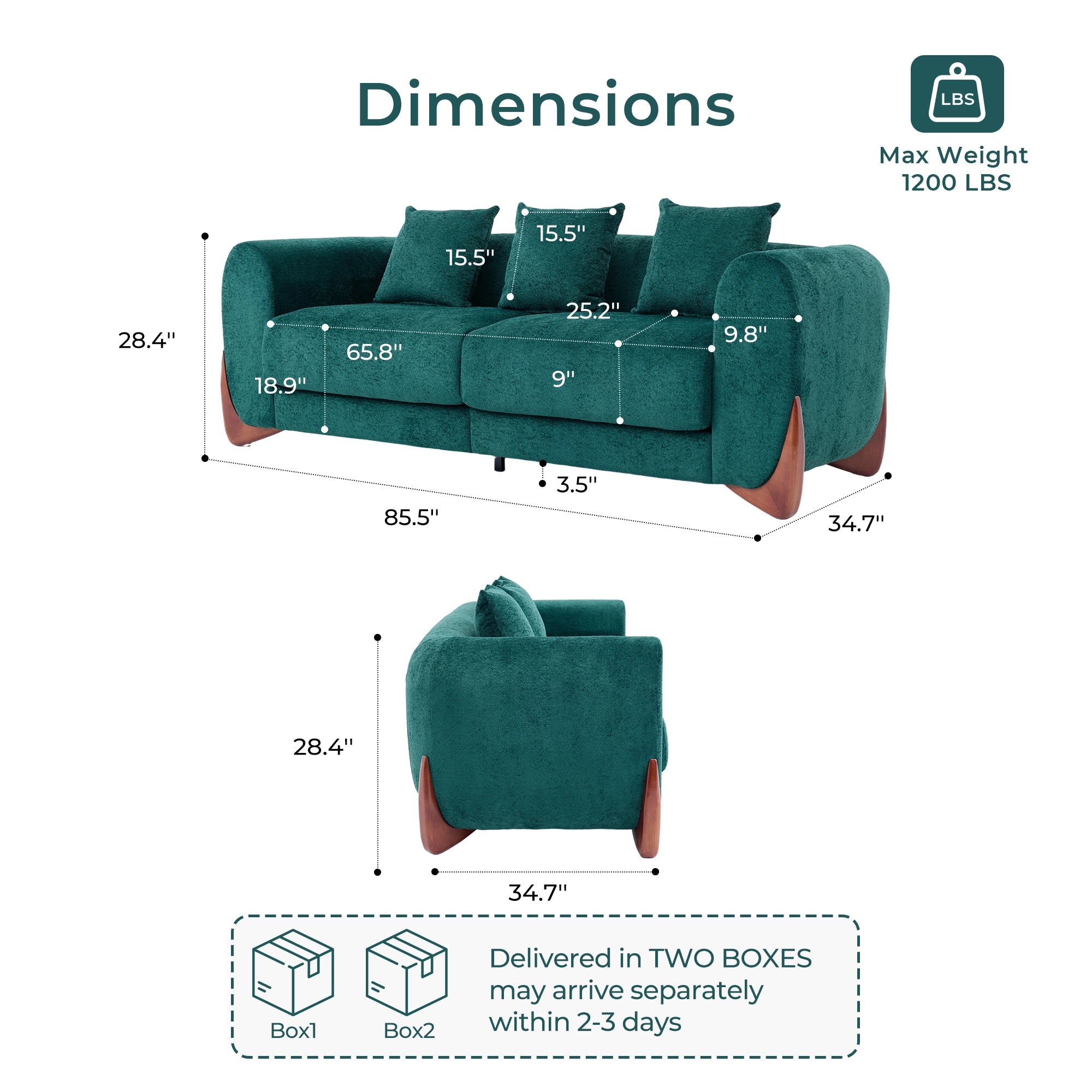 SF5 85.5" Soft Chenille 3 Seater Cloud Couch