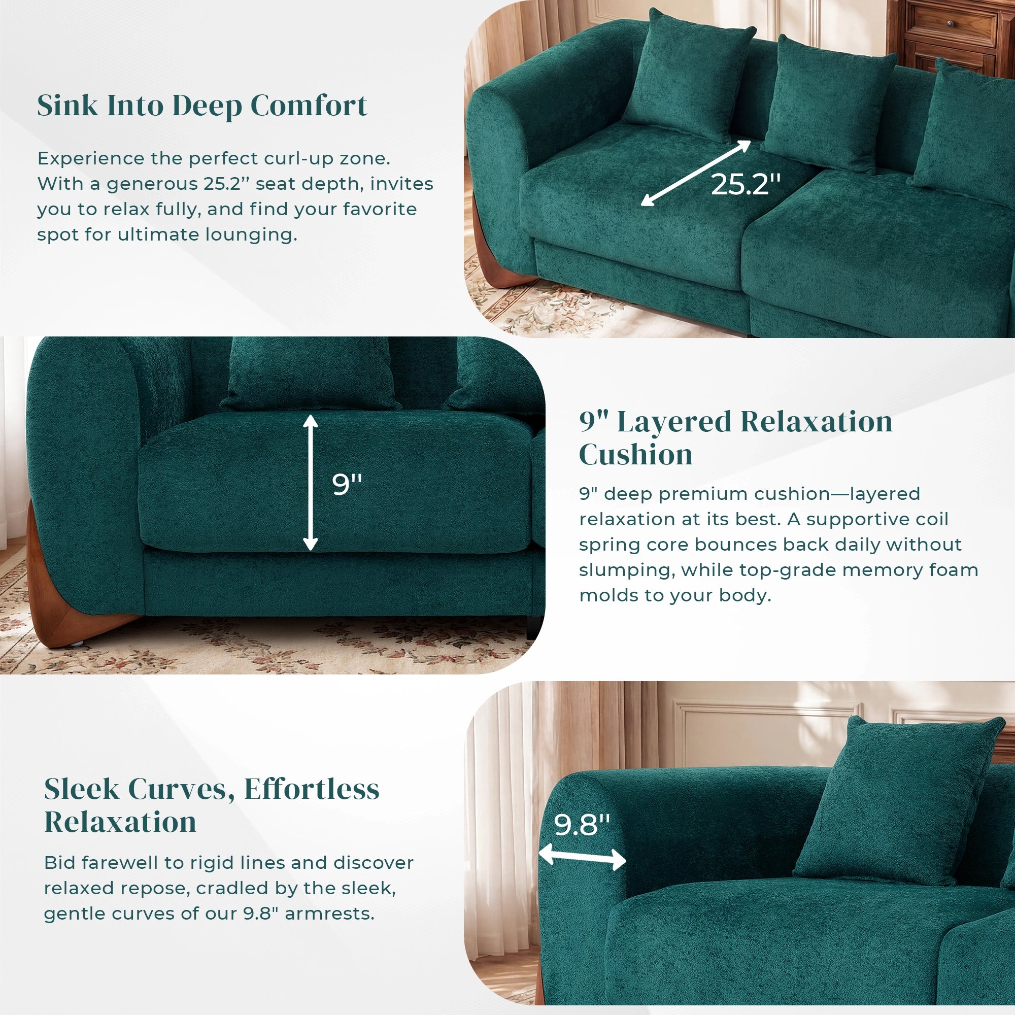 SF5 85.5" Soft Chenille 3 Seater Cloud Couch