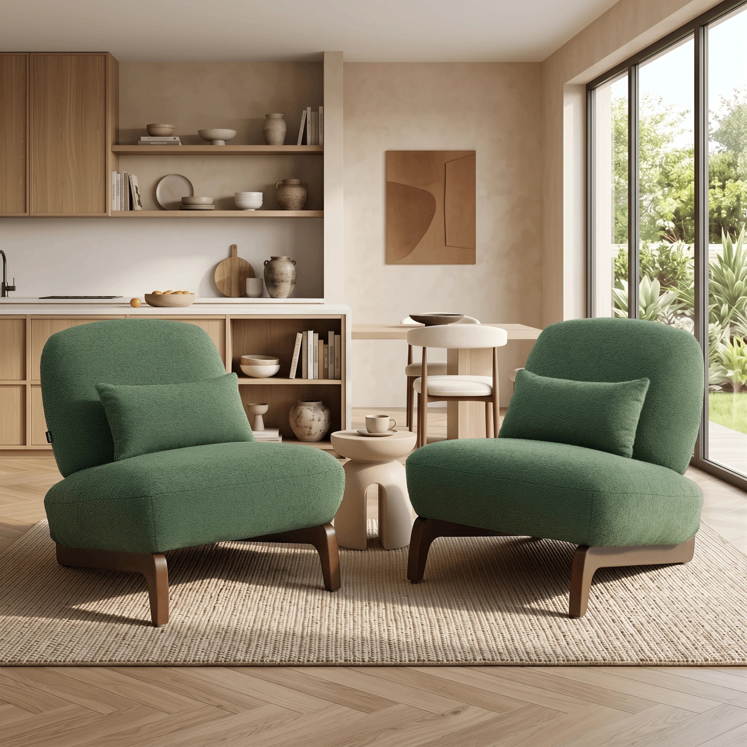 Cloud Nest Modern Boucle Accent chair with Wood Frame