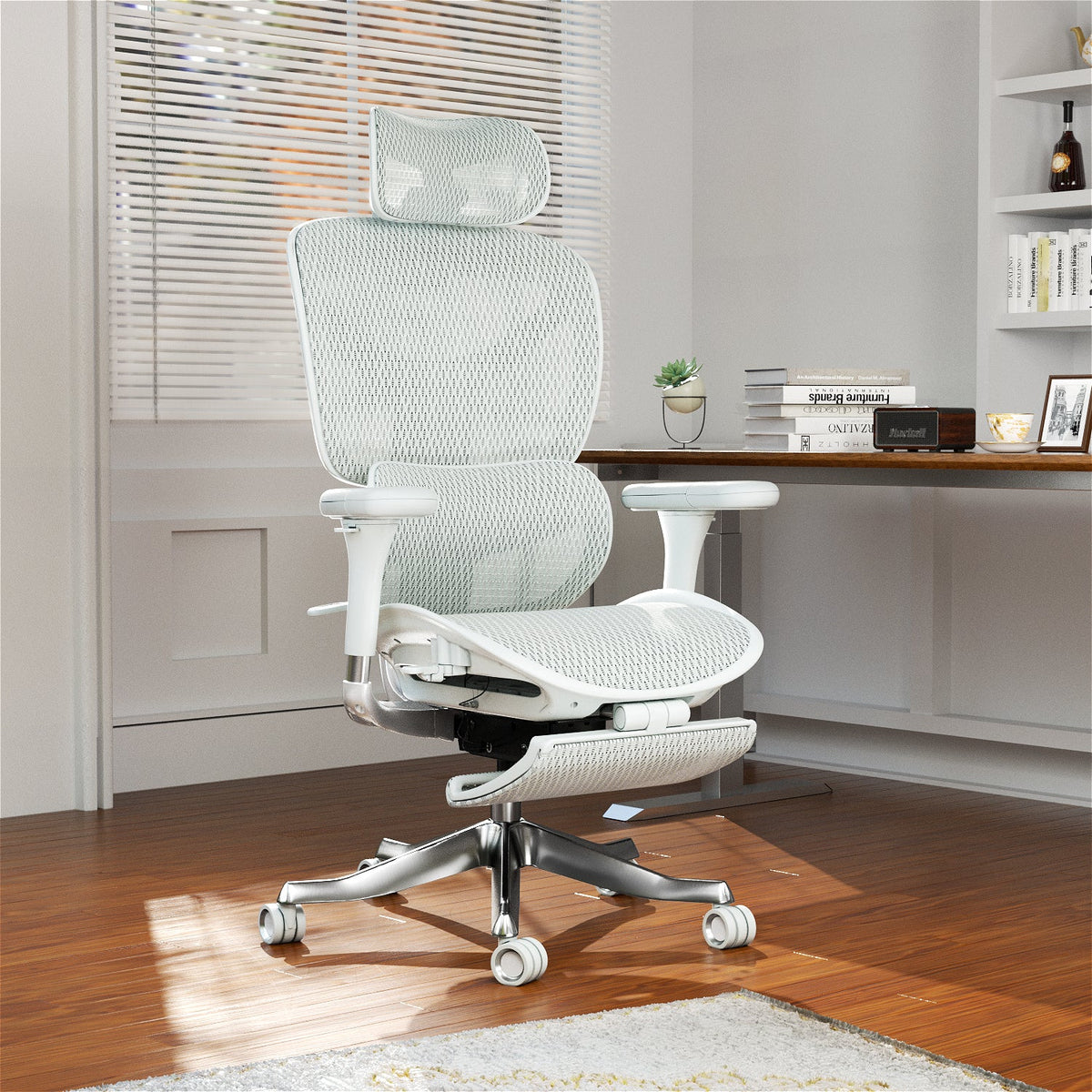 S9 chair's one-touch controls, 6D armrests, and breathable German suede seat reduce pressure for focused work-from-home comfort. 