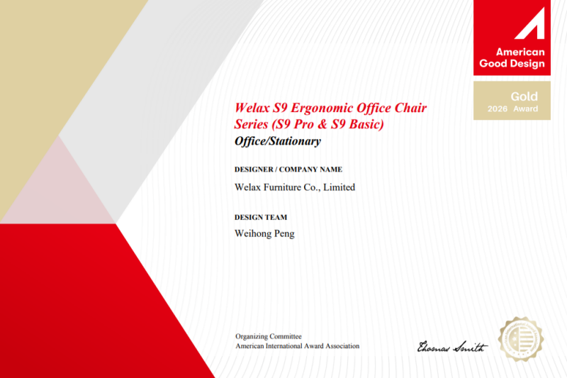 Welax S9 Pro & S9 Win American Good Design Gold Award 2026: Premium Ergonomic Chairs Built for Modern Workspaces