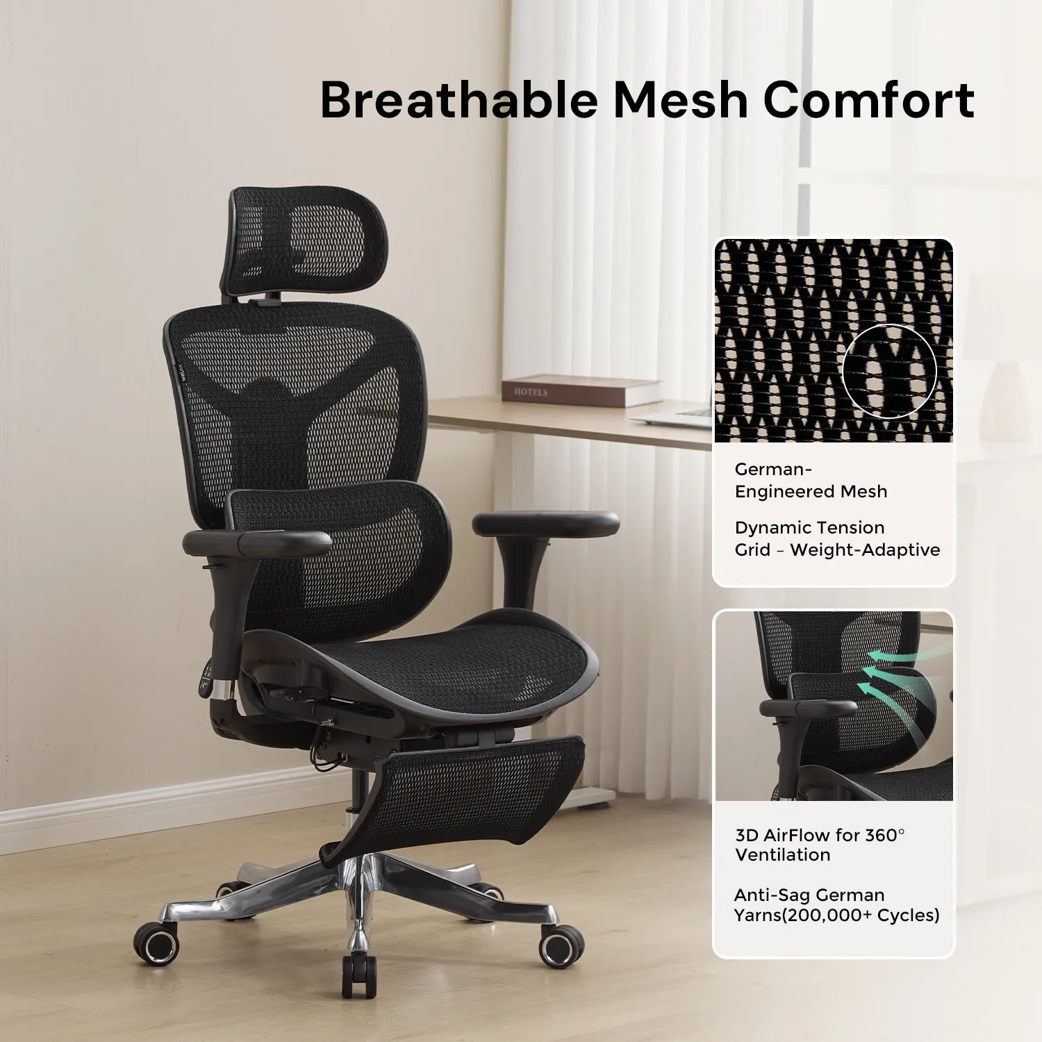 Beat office heat: S9 ergonomic chair wicks moisture, promotes airflow via knit fabric, mesh supports & tilt. Stay fresh for deeper concentration.