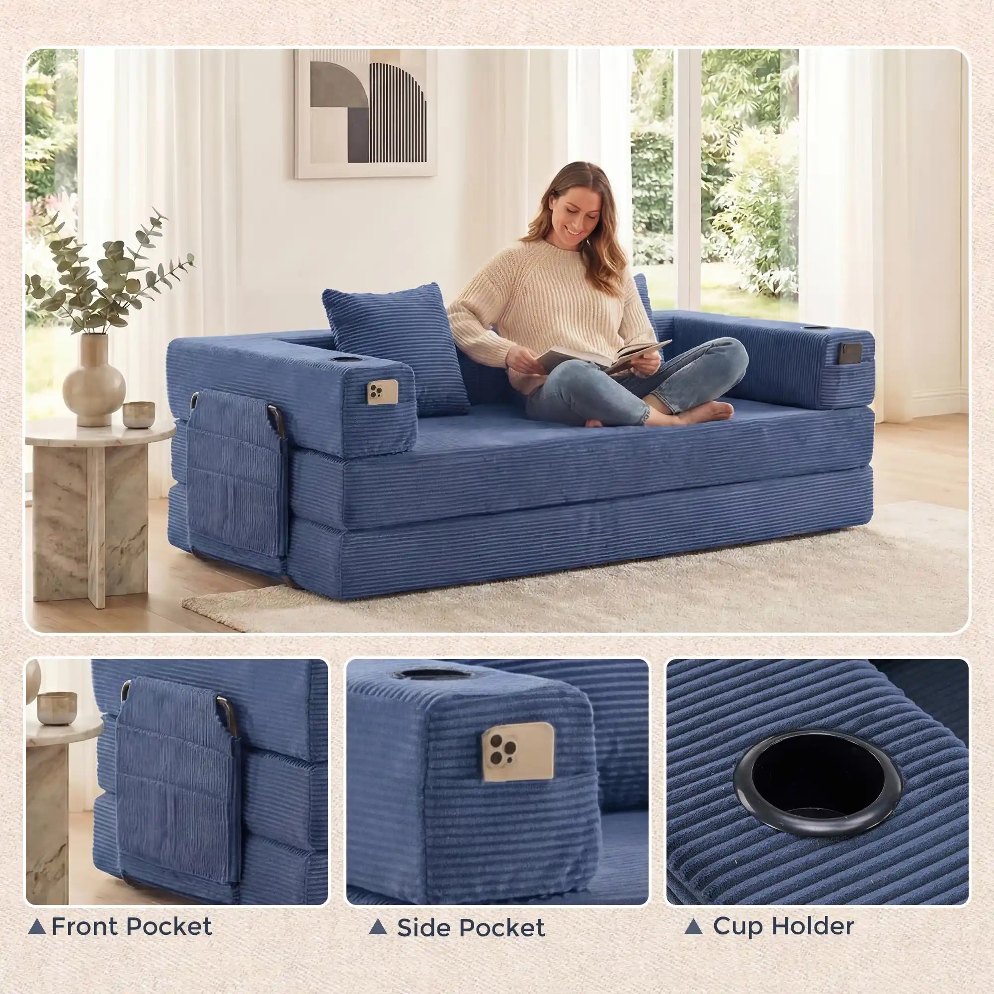 Selene Compressed Modular Sofa Bed-14.2" Seat Height