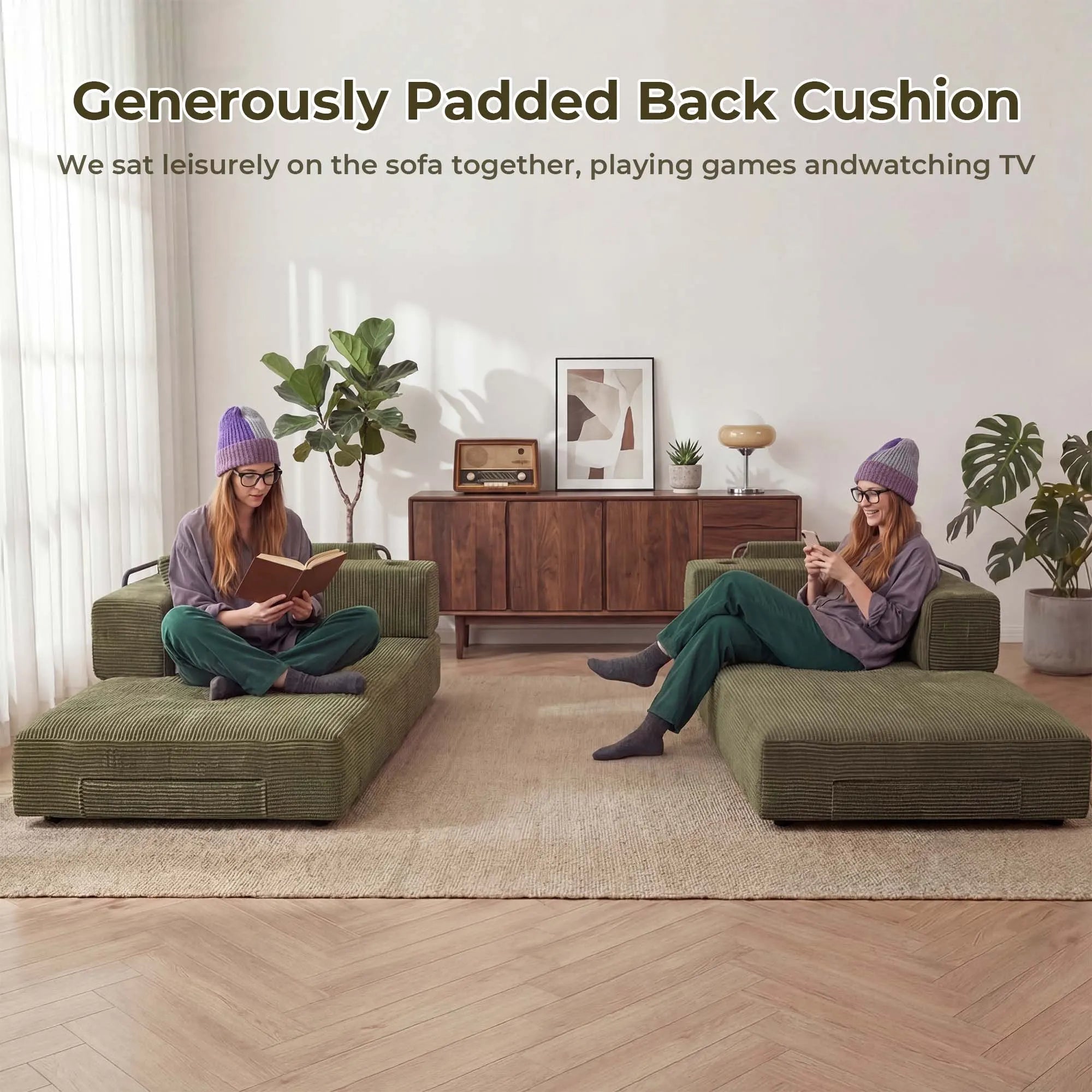 Selene Compressed Modular Sofa Bed-14.2" Seat Height