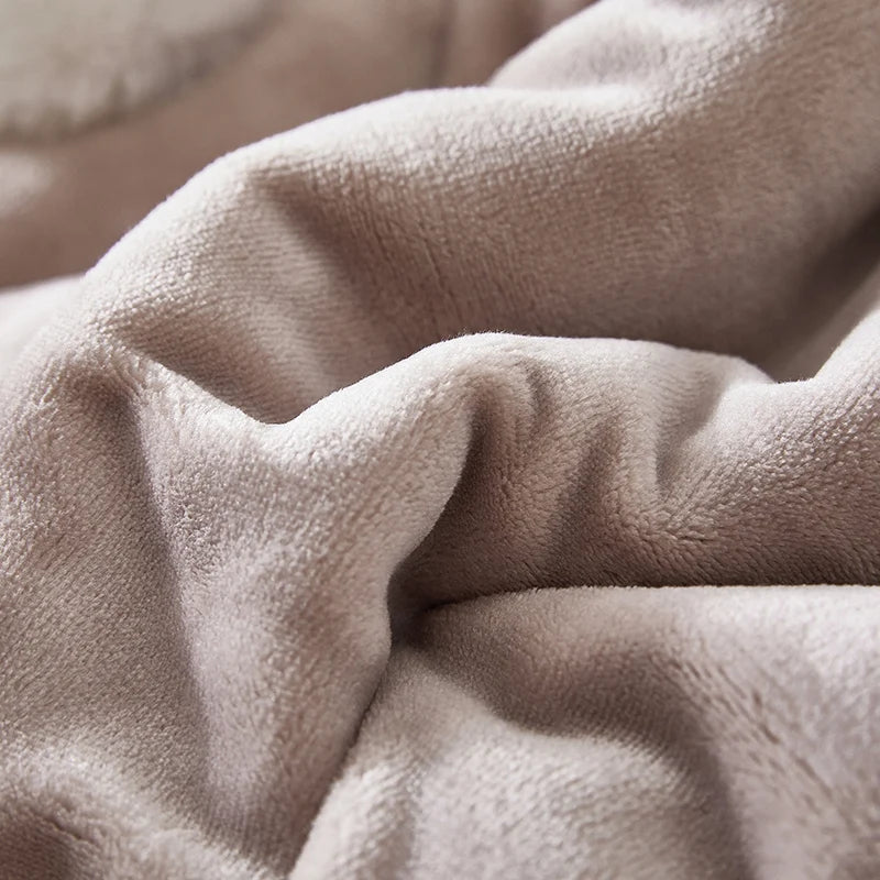 Plush hidden blanket fabric in light beige, soft textured surface