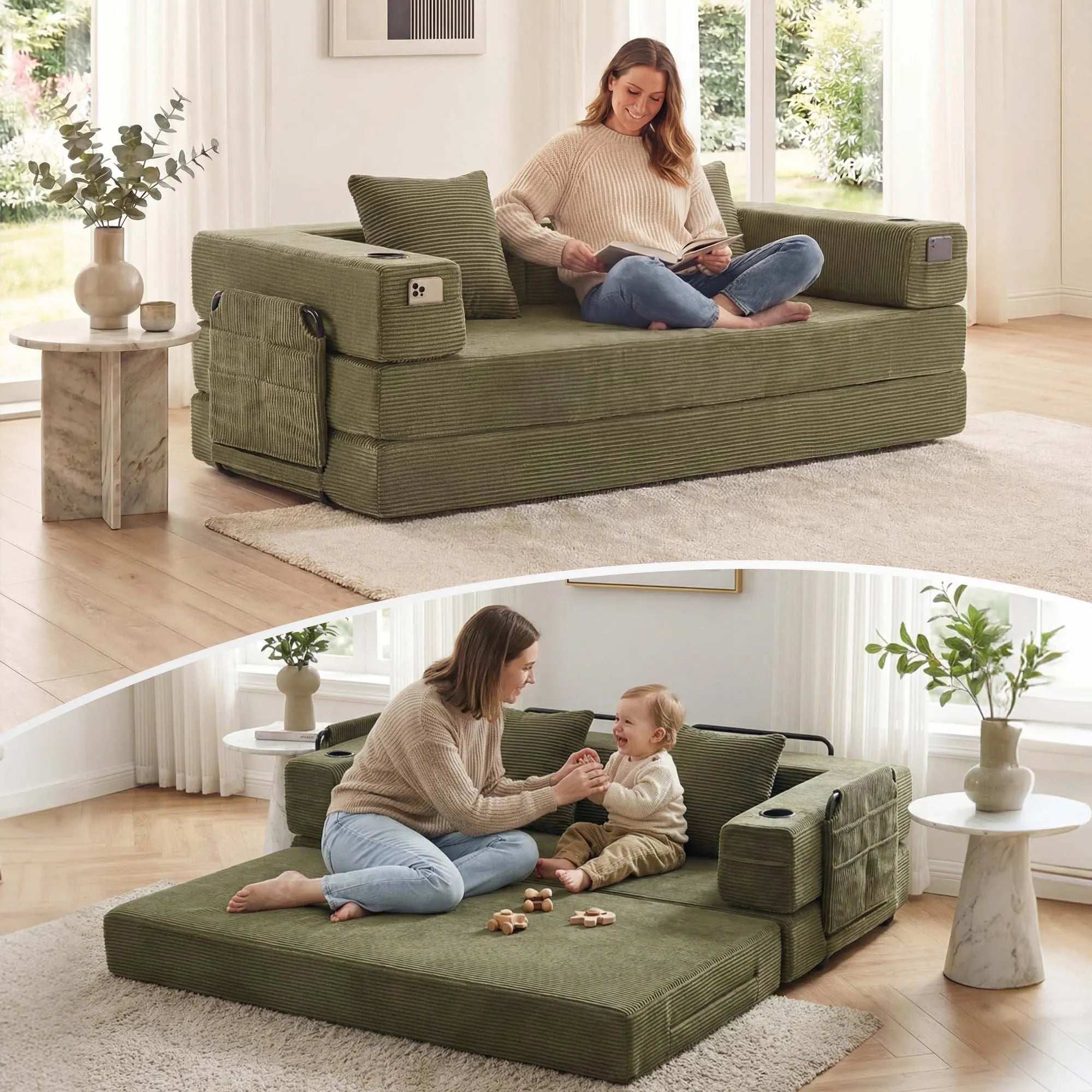 Selene Compressed Modular Sofa Bed-14.2" Seat Height