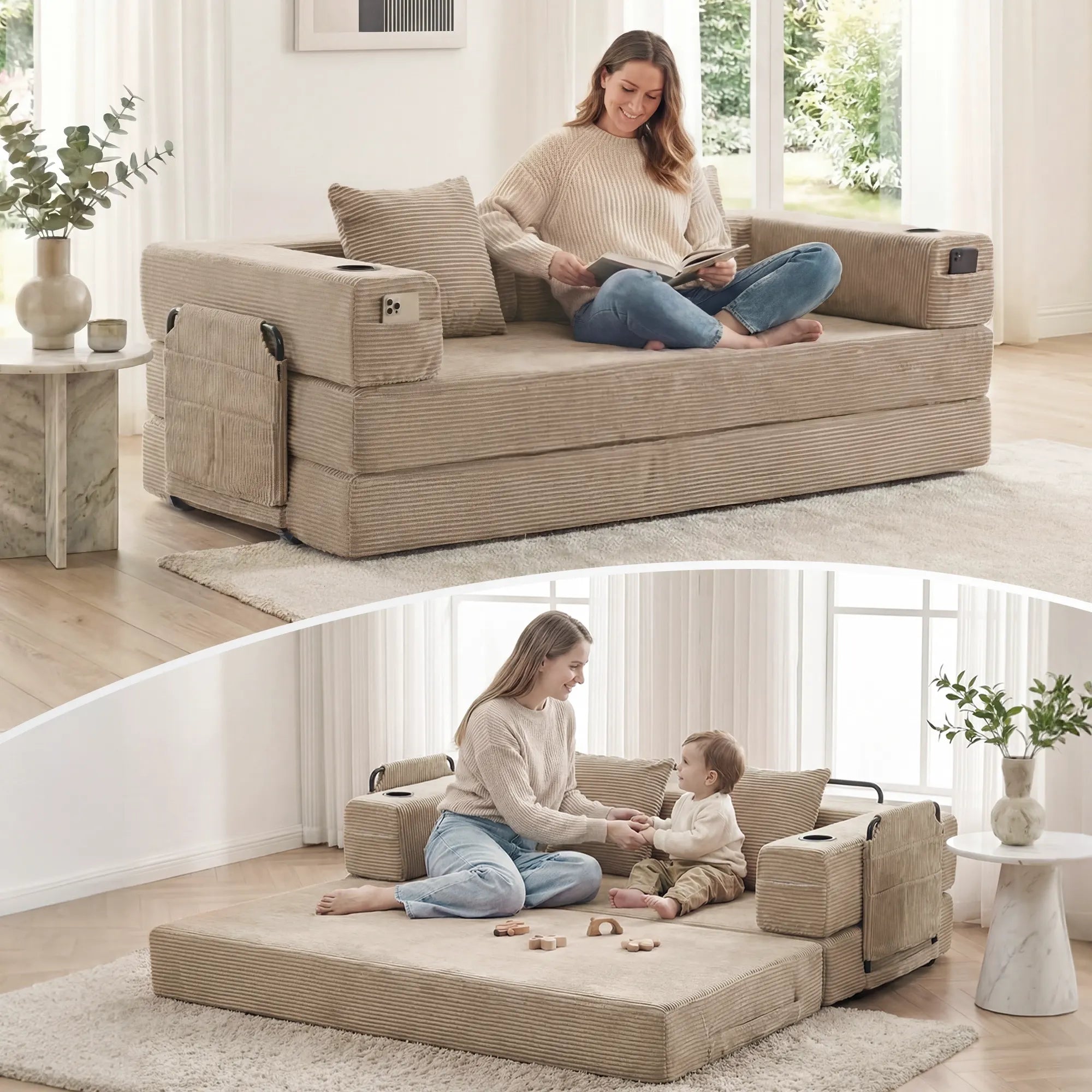 Selene Compressed Modular Sofa Bed-14.2" Seat Height