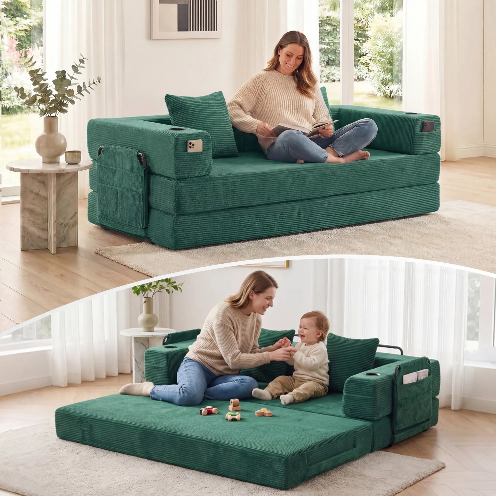Selene Compressed Modular Sofa Bed-14.2" Seat Height