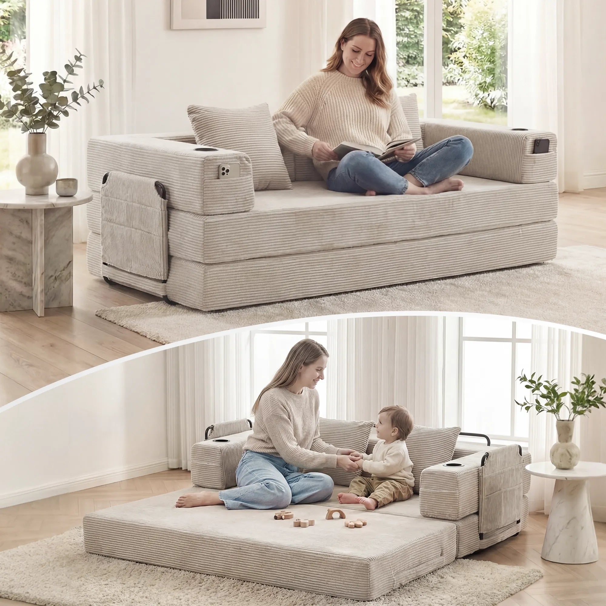 Selene Compressed Modular Sofa Bed-14.2" Seat Height