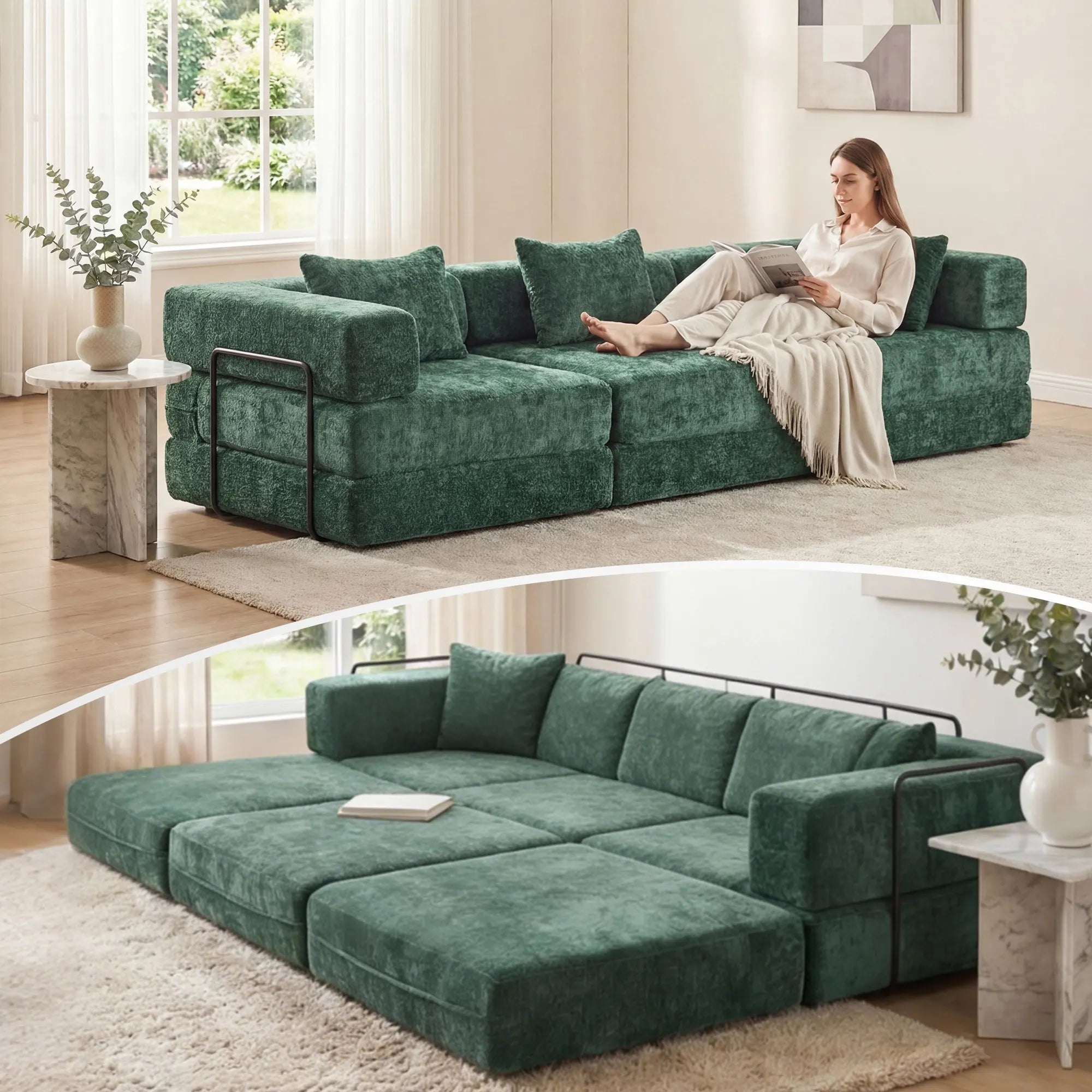 Selene Compressed Modular Sofa Bed-14.2" Seat Height