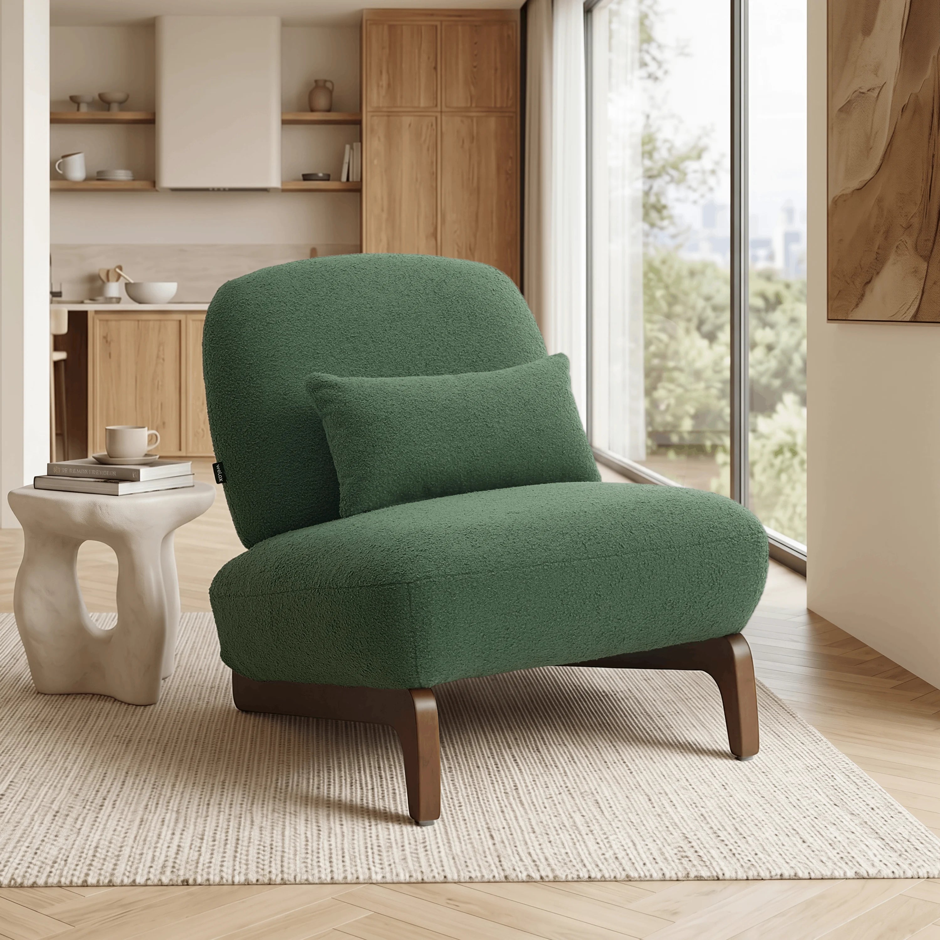 Cloud Nest Modern Boucle Accent chair with Wood Frame