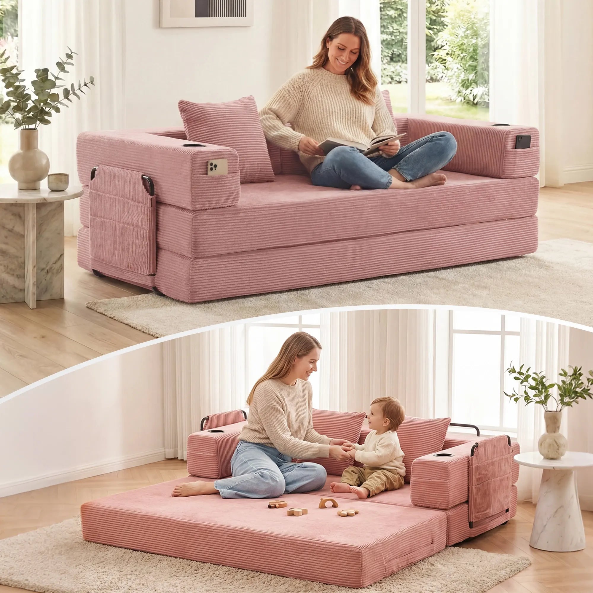Selene Compressed Modular Sofa Bed-14.2" Seat Height