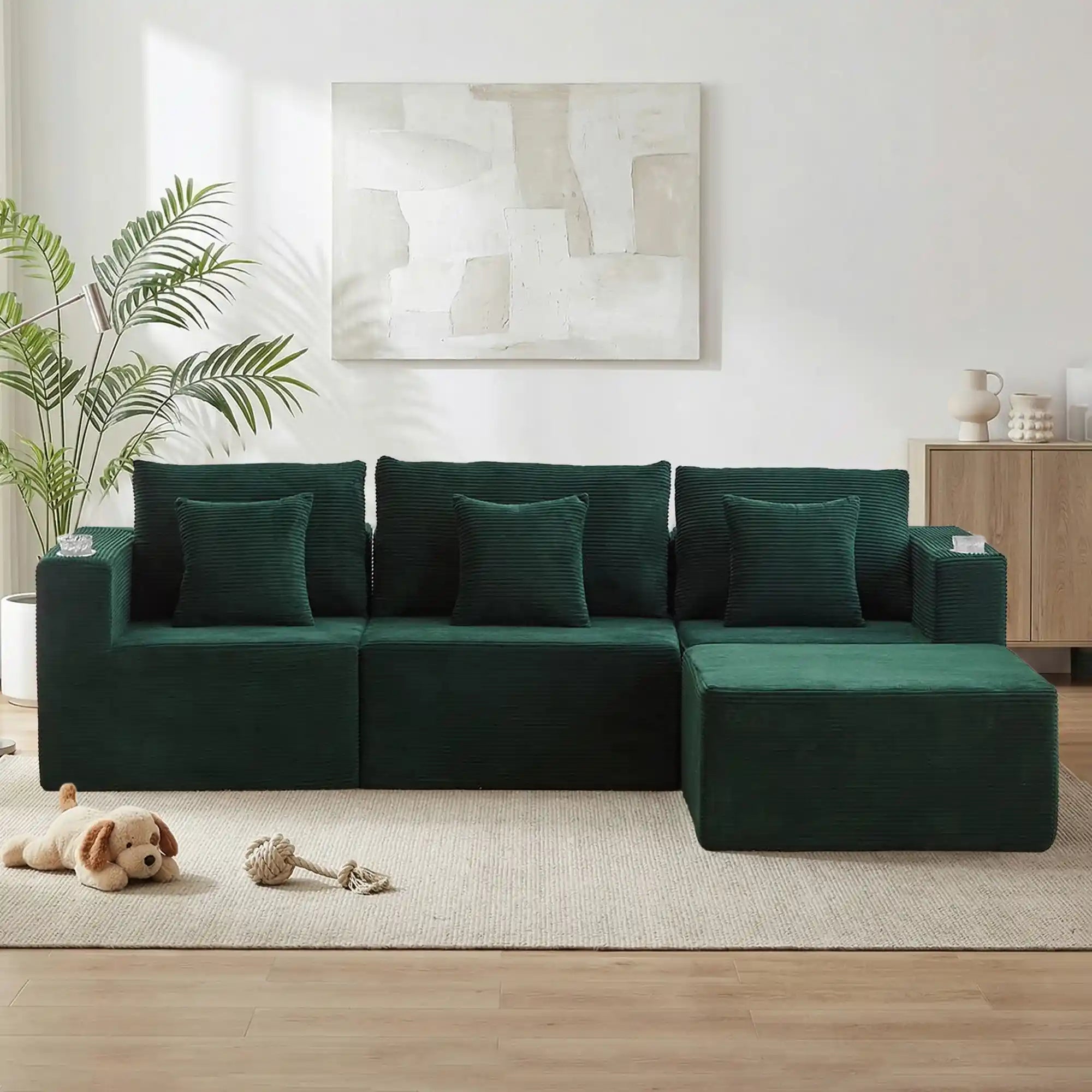Hestia Compressed Modular Sofa with Cup Holders & Storage