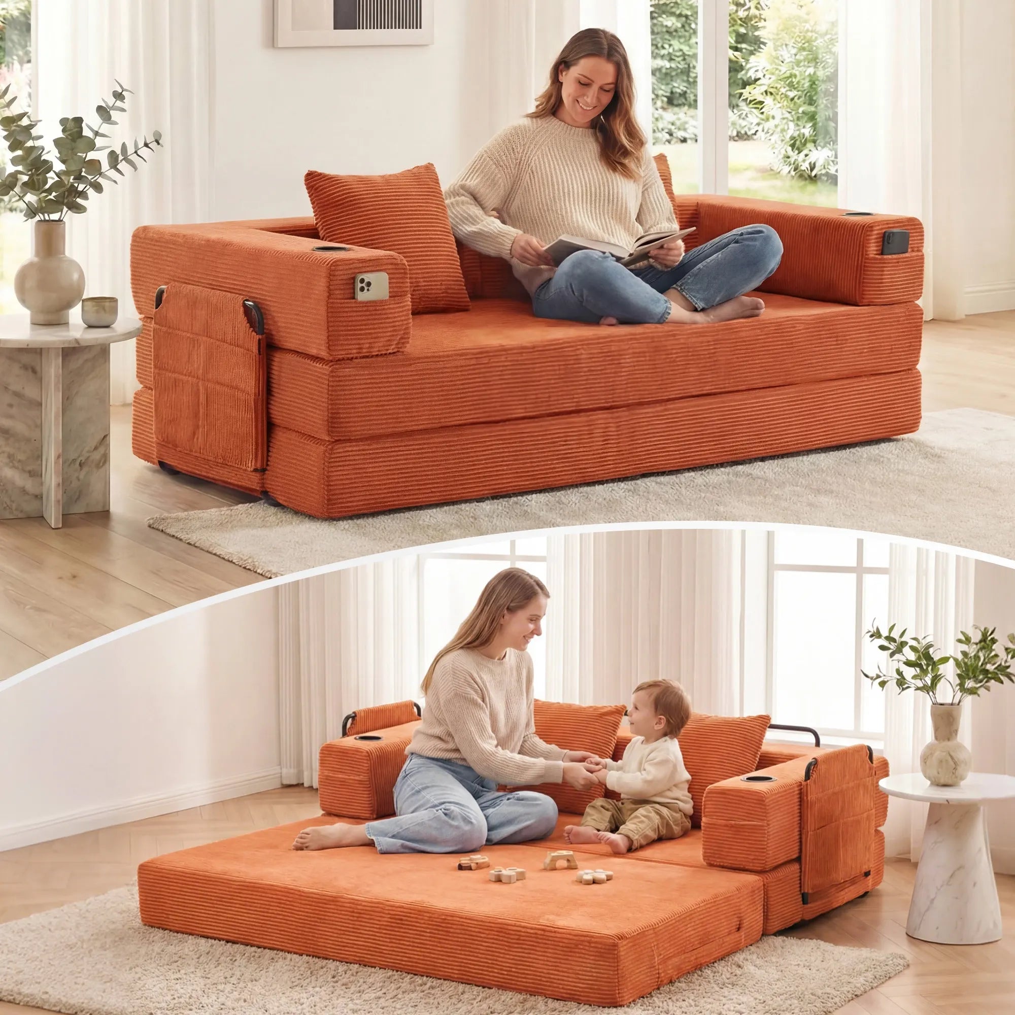 Selene Compressed Modular Sofa Bed-14.2" Seat Height