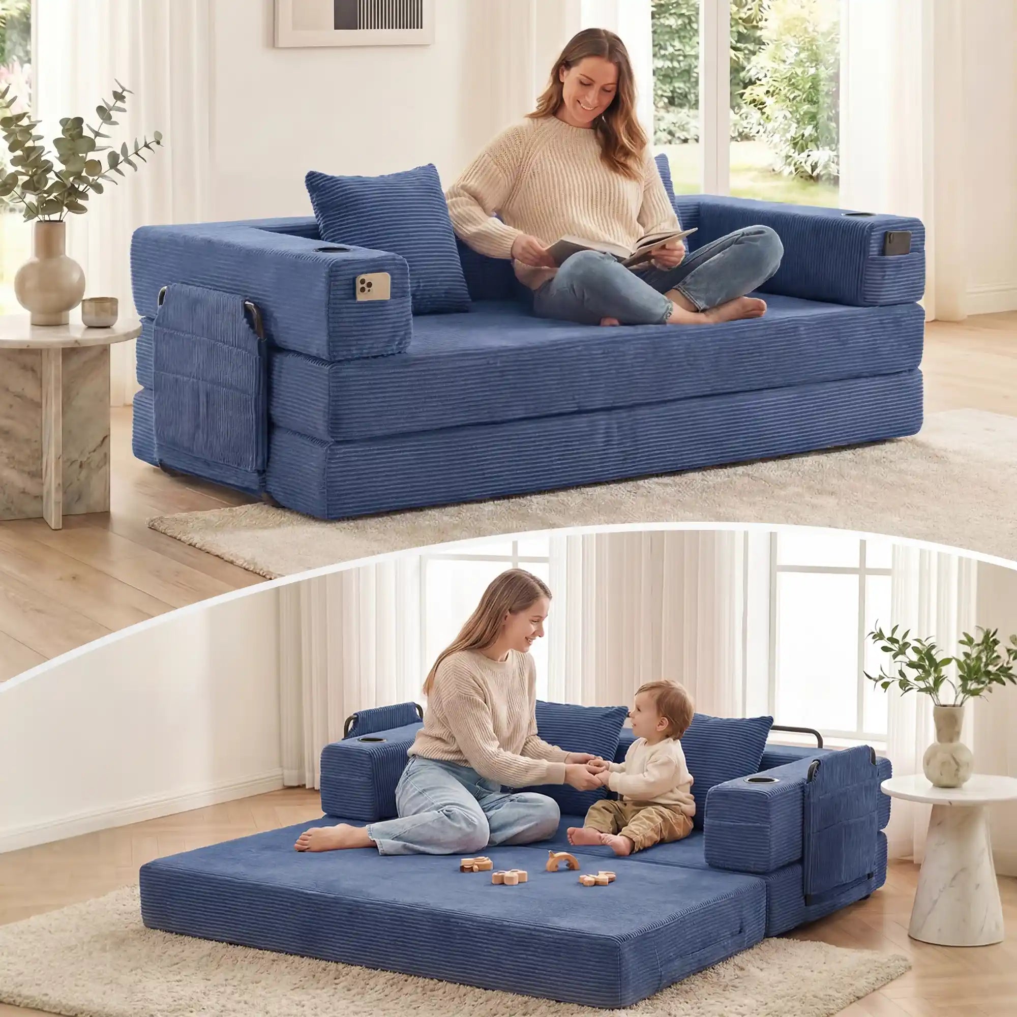 Selene Compressed Modular Sofa Bed-14.2" Seat Height