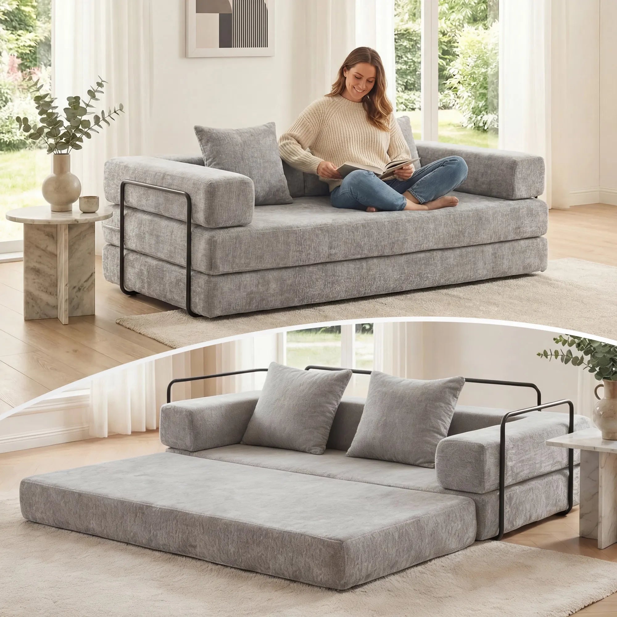 Selene Compressed Modular Sofa Bed-14.2" Seat Height