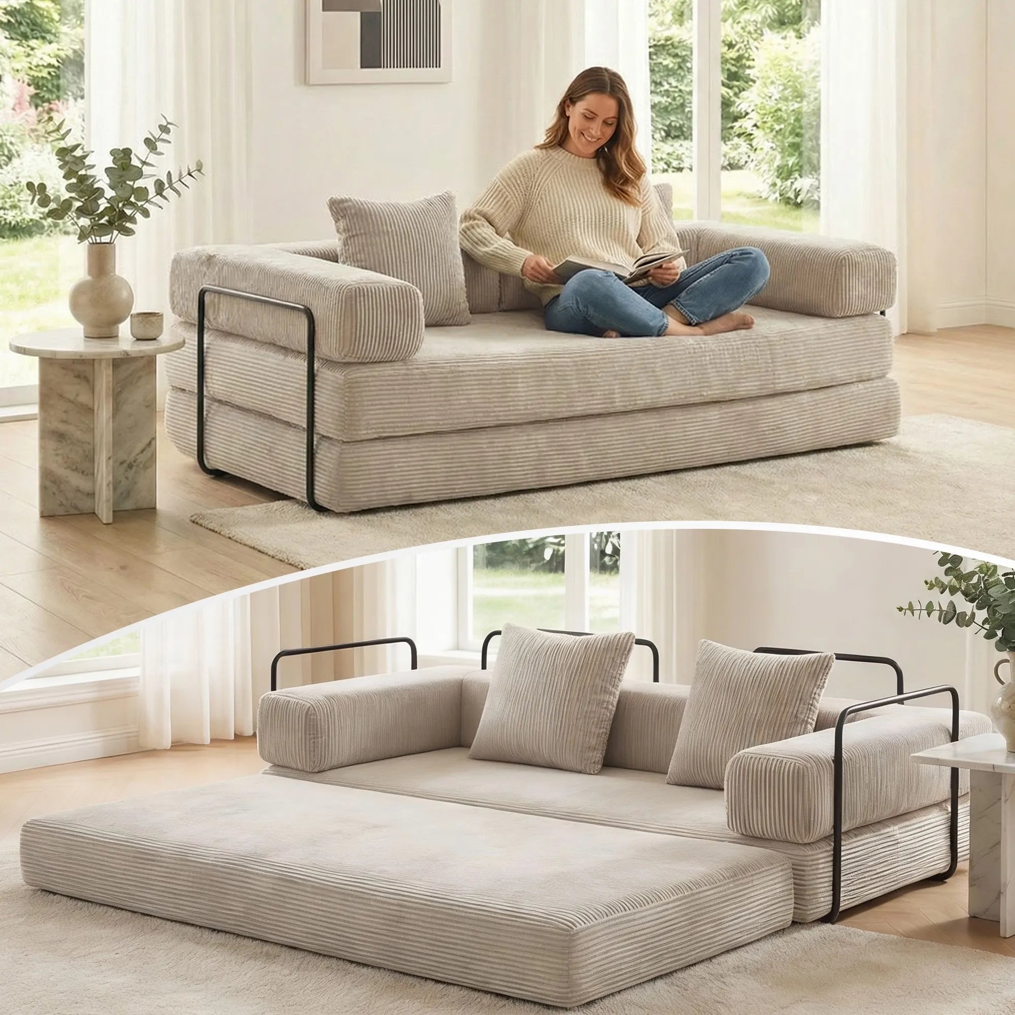 Selene Compressed Modular Sofa Bed-14.2" Seat Height