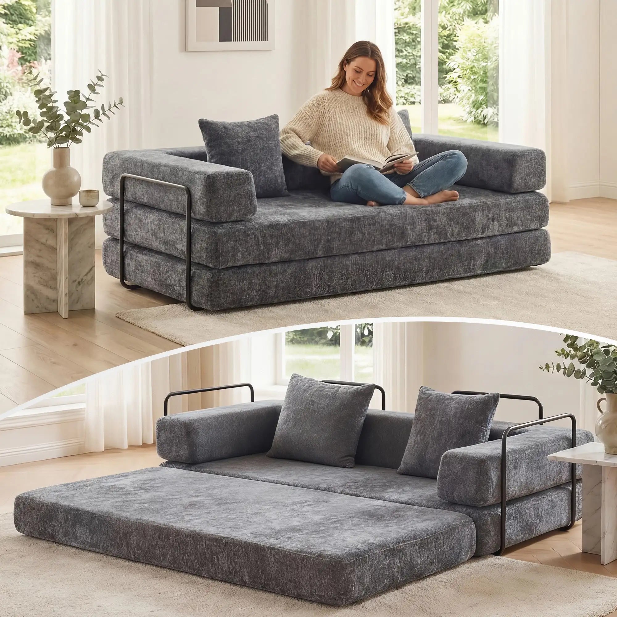Selene Compressed Modular Sofa Bed-14.2" Seat Height