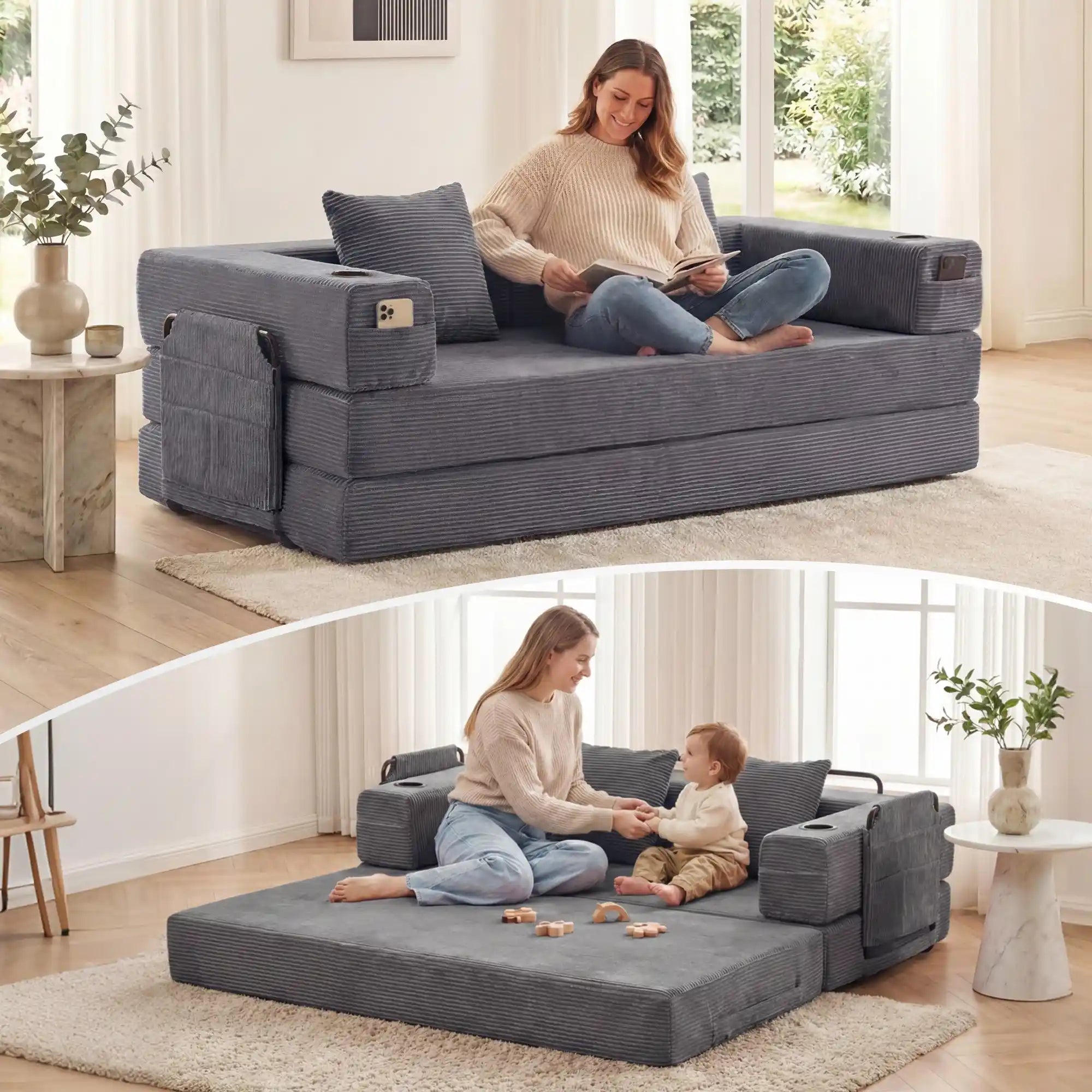 Selene Compressed Modular Sofa Bed-14.2" Seat Height