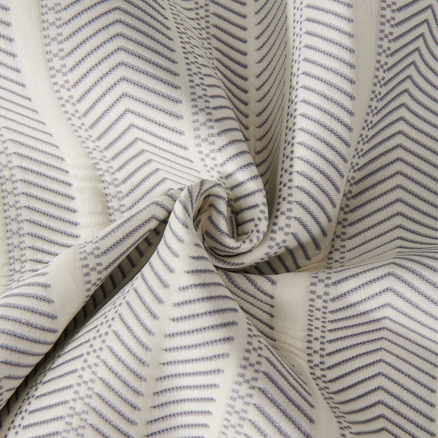 Sofa pad set fabric close-up: off-white cover with blue-gray chevron zigzags