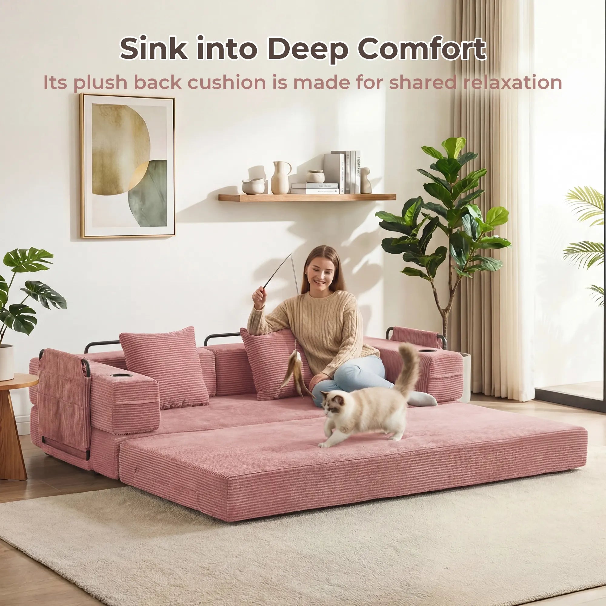 Selene Compressed Modular Sofa Bed-14.2" Seat Height