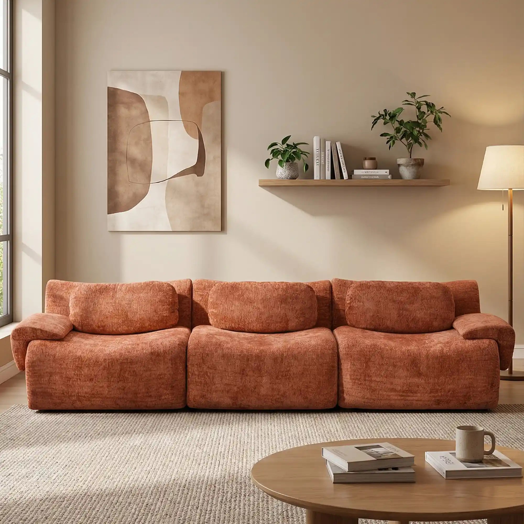 Nephele Wave-Shaped Compressed Sectional Sofa