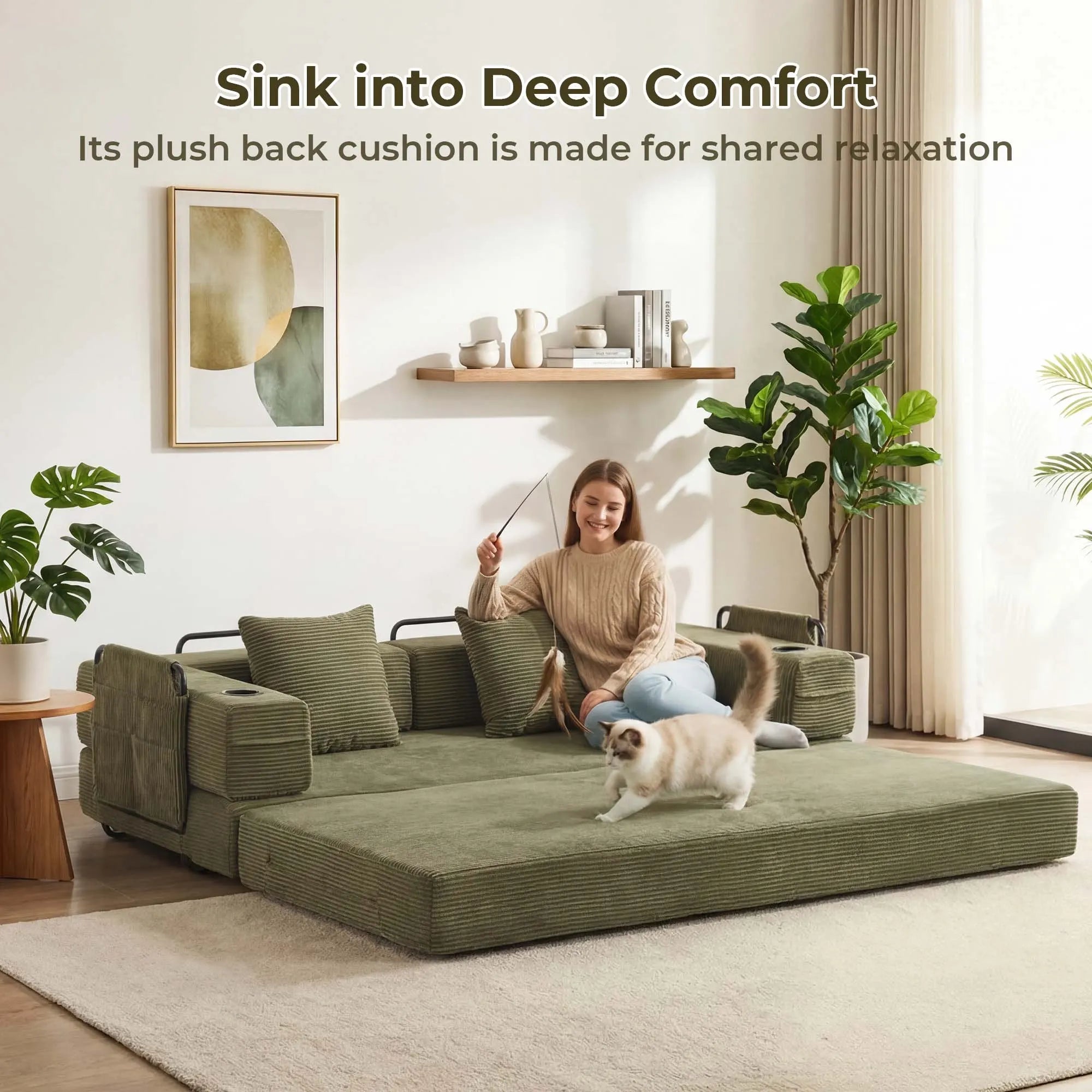 Selene Compressed Modular Sofa Bed-14.2" Seat Height