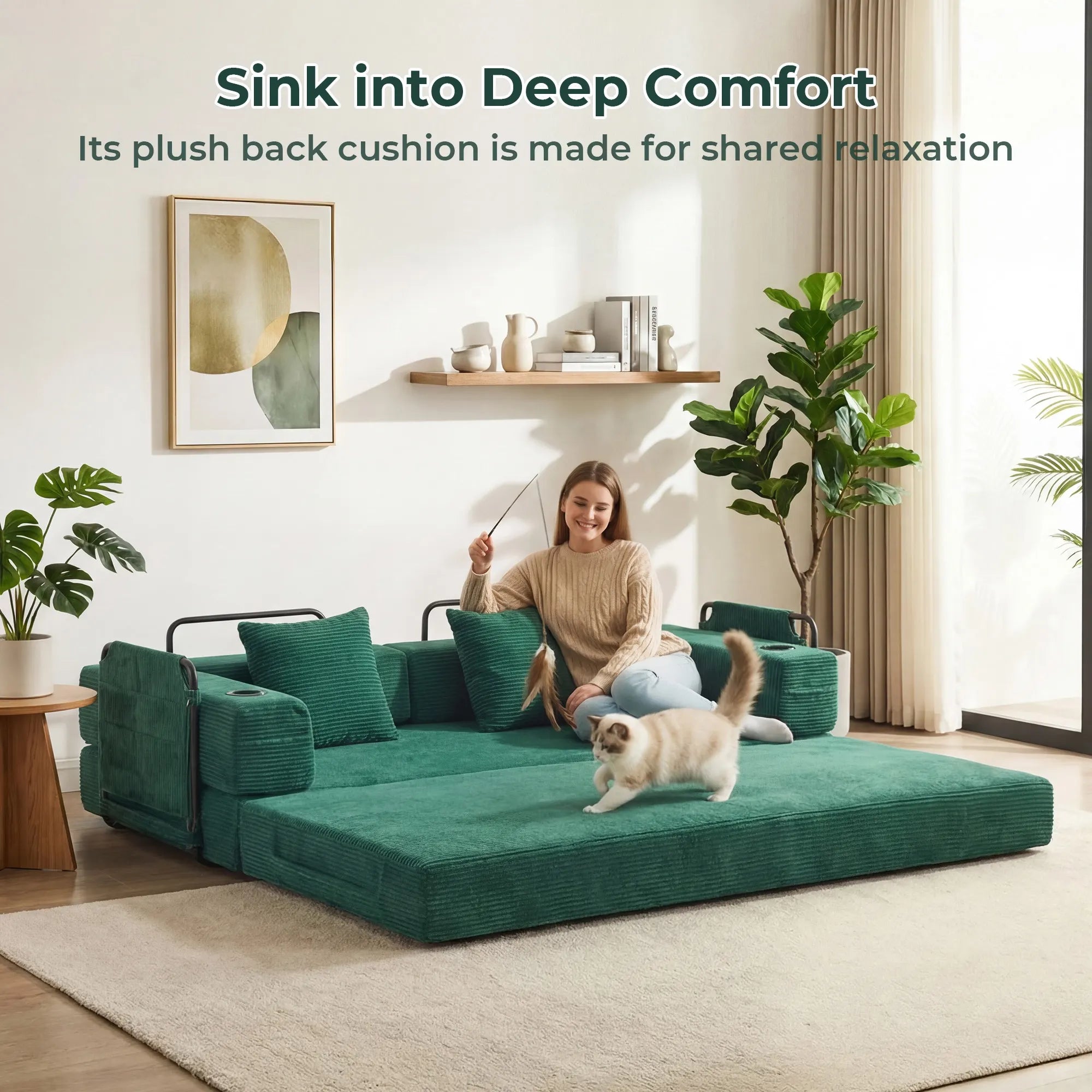 Selene Compressed Modular Sofa Bed-14.2" Seat Height