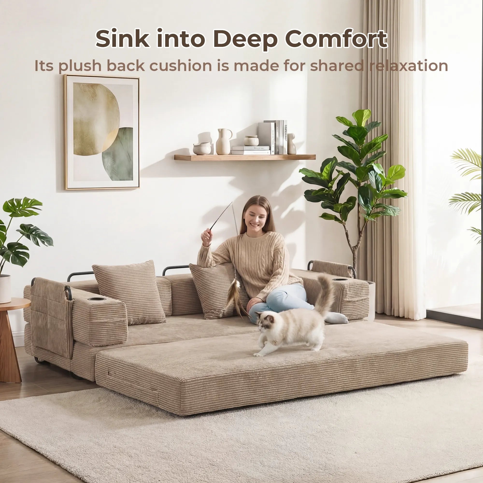 Selene Compressed Modular Sofa Bed-14.2" Seat Height