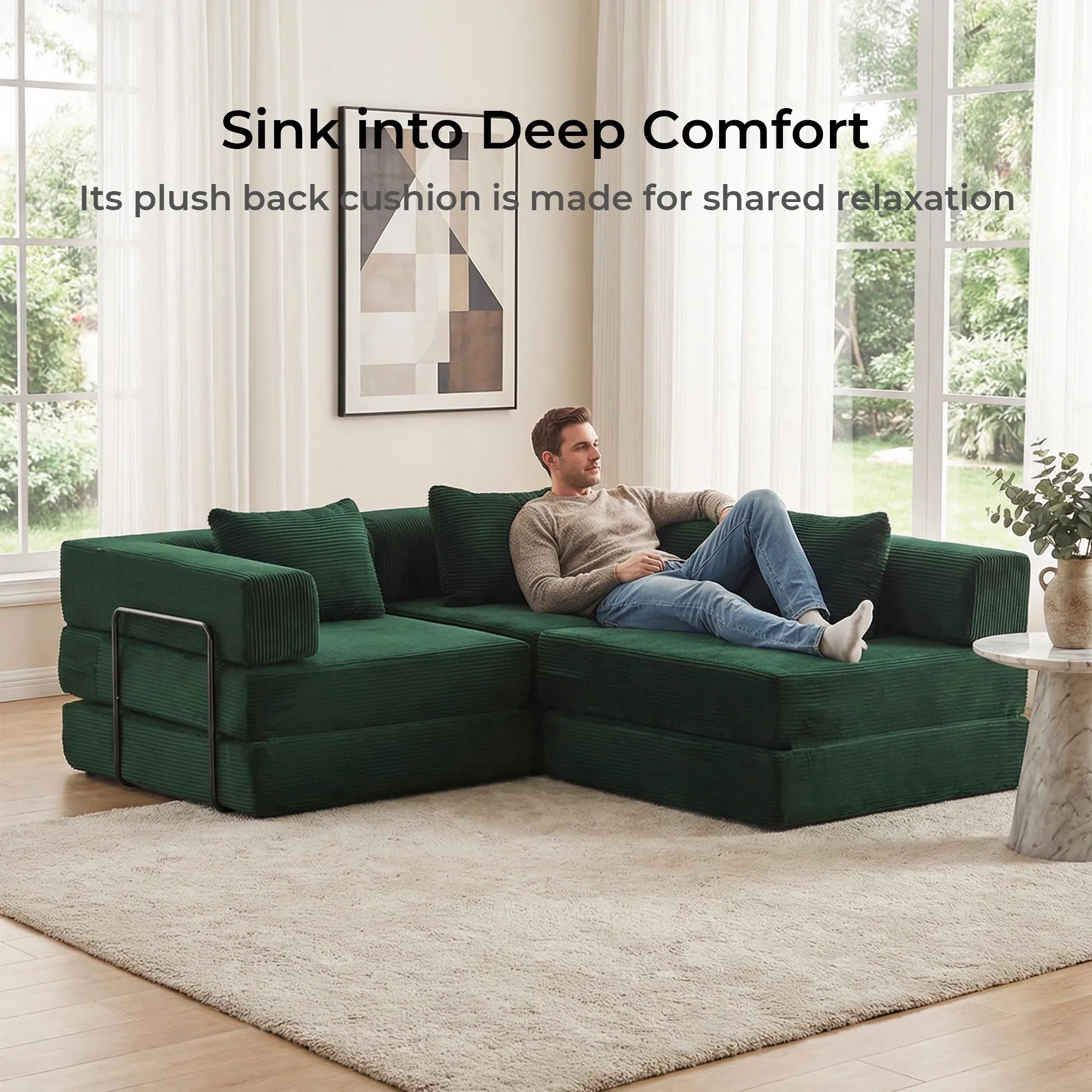 Selene Three-Seater Compressed Modular Sofa -14.2" Seat Height