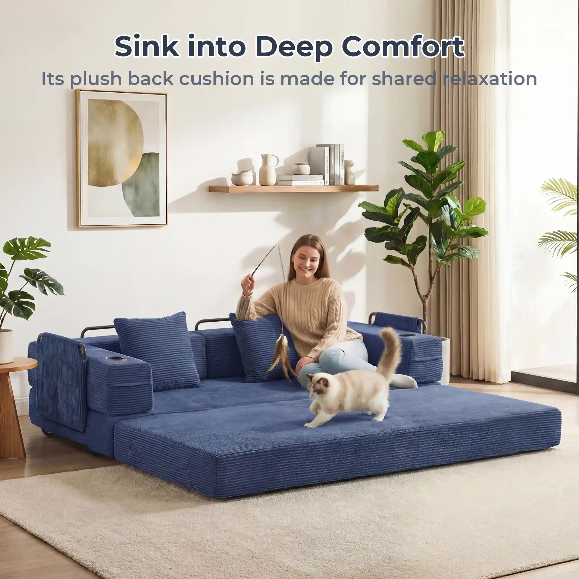 Selene Compressed Modular Sofa Bed-14.2" Seat Height
